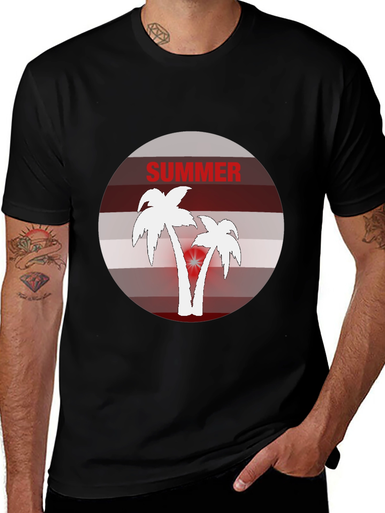 Summer Vibes Graphic Tee - Palm Tree Design