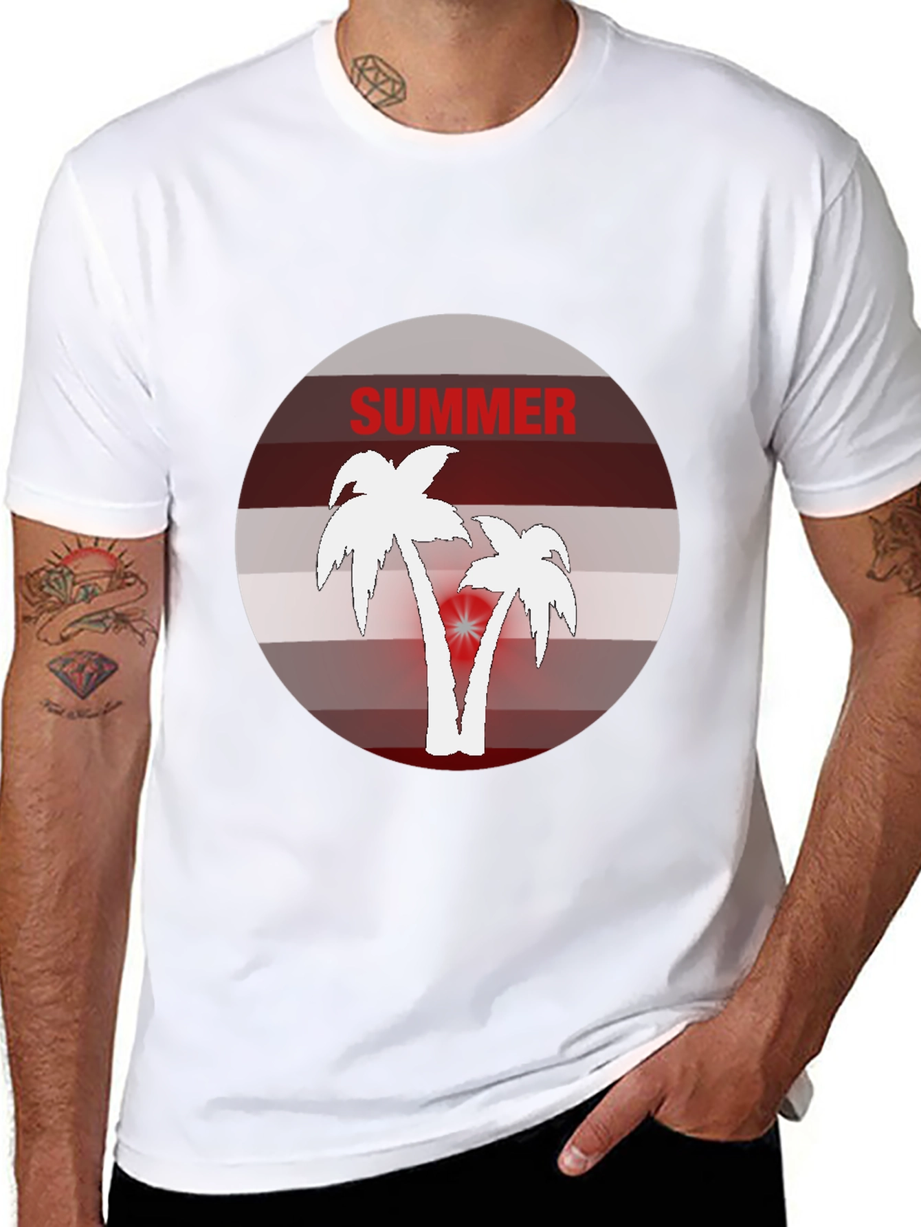 Summer Vibes Graphic Tee - Palm Tree Design
