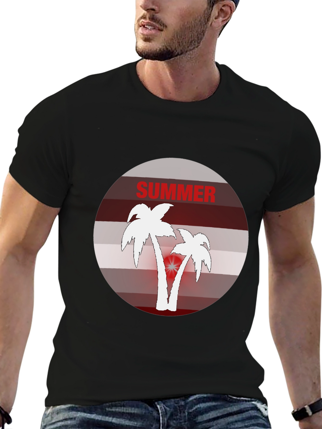 Summer Vibes Graphic Tee - Palm Tree Design