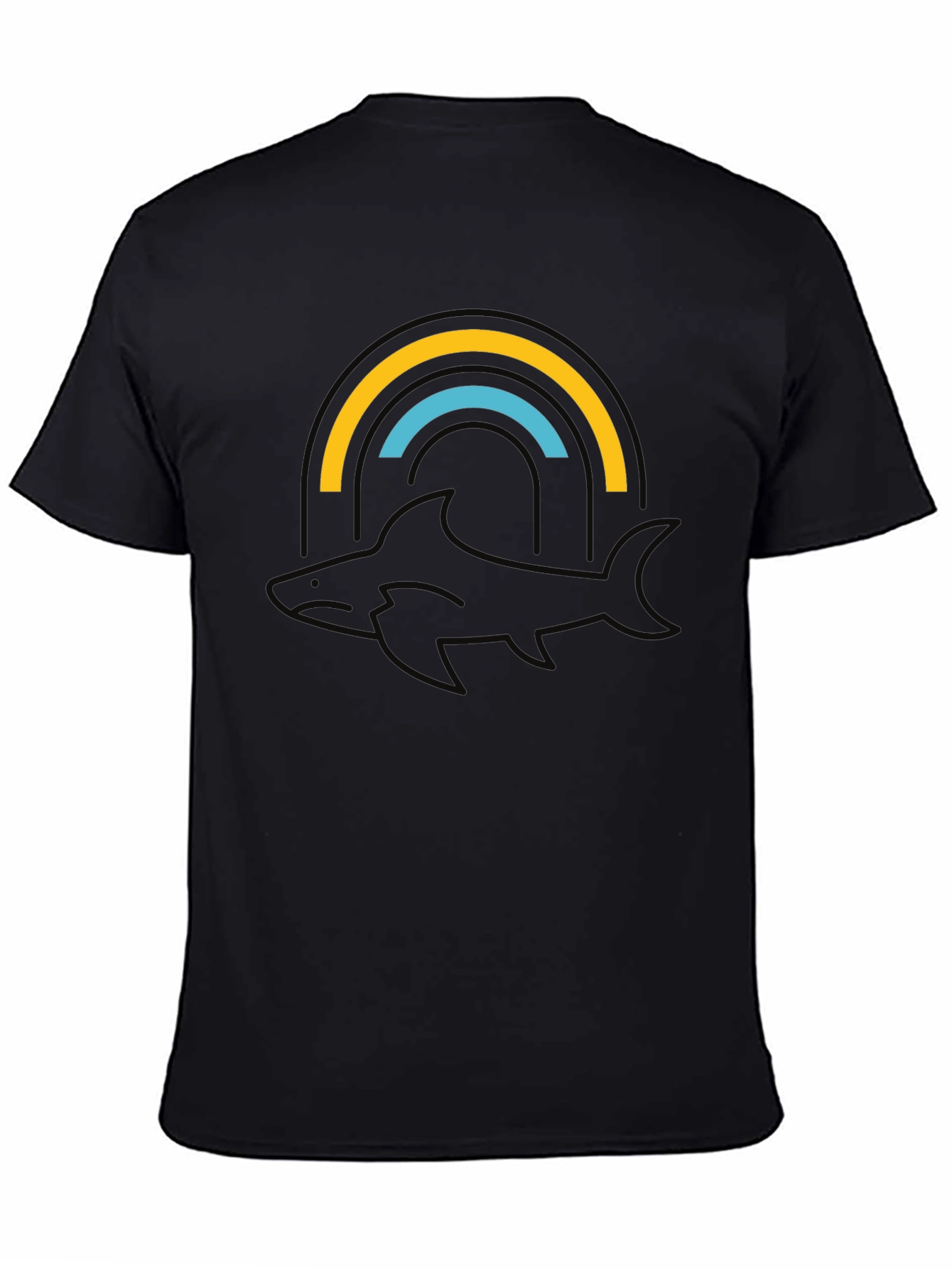 Orca Rainbow Graphic Tee - Stylish Black T-Shirt