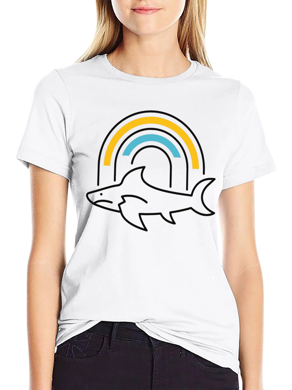 Orca Rainbow Graphic Tee - Stylish Black T-Shirt