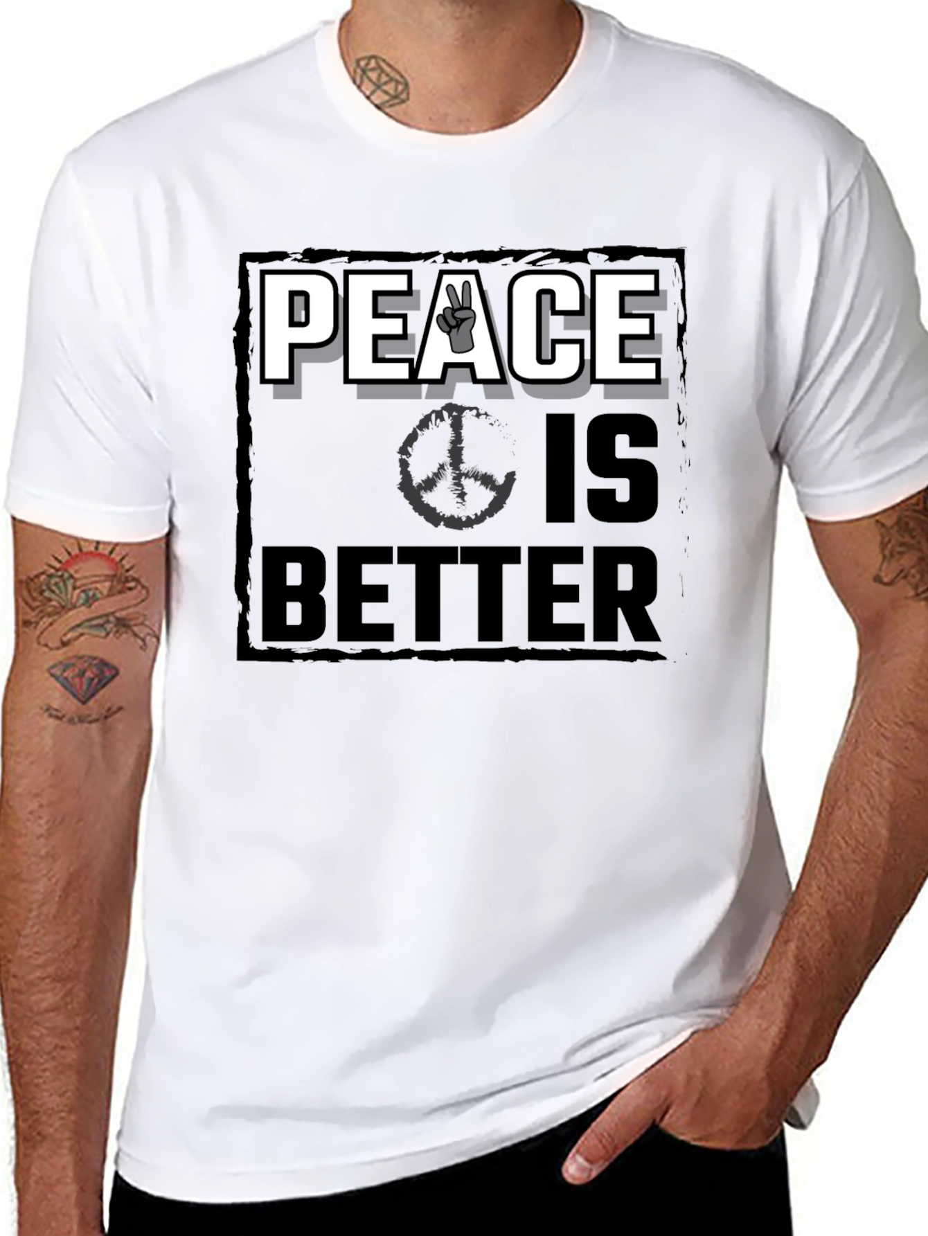 Peace Is Better Graphic T-Shirt - Black