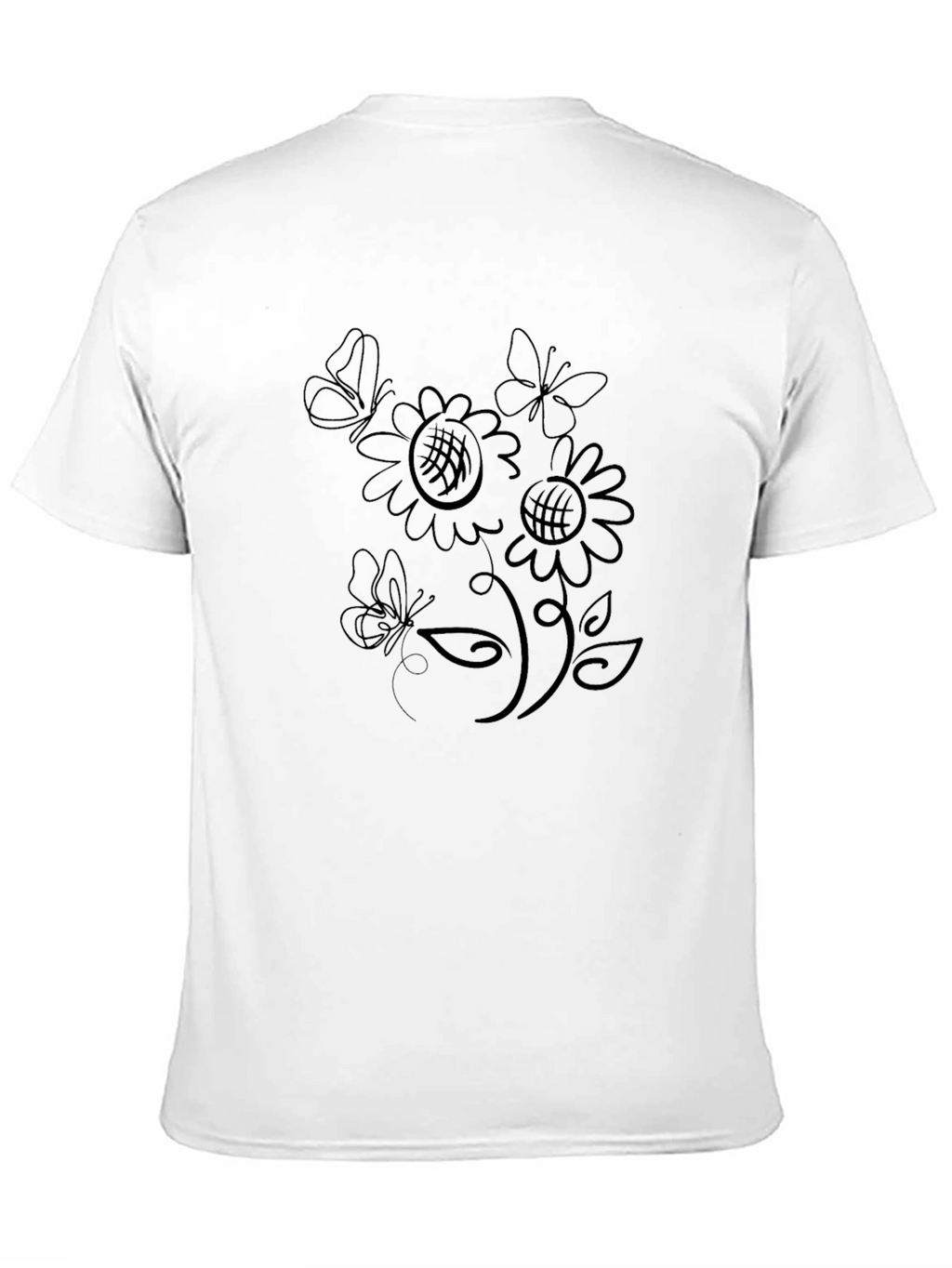 Butterfly & Sunflower Graphic T-Shirt - Black