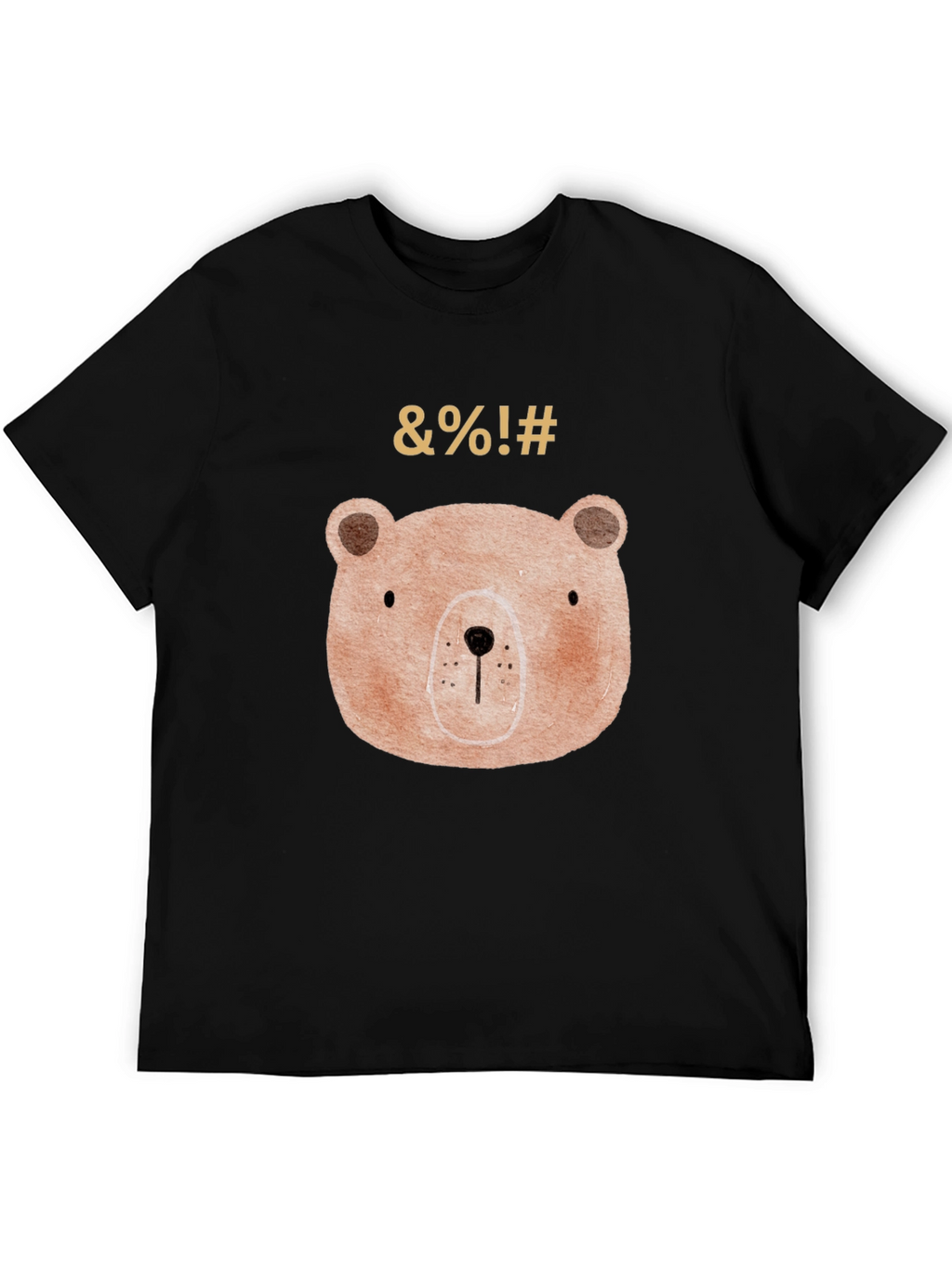 Funny Bear Graphic Black T-Shirt