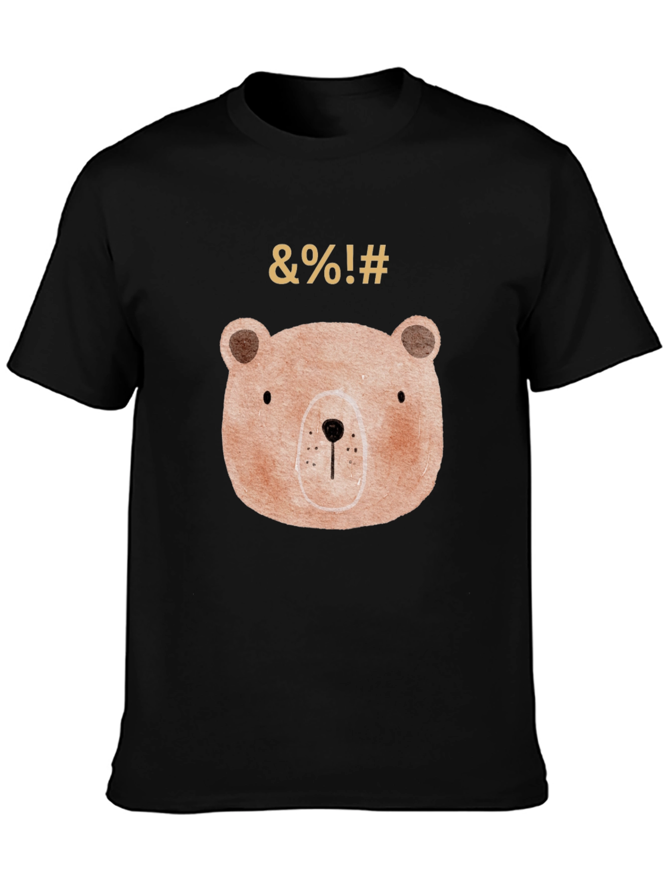 Funny Bear Graphic Black T-Shirt