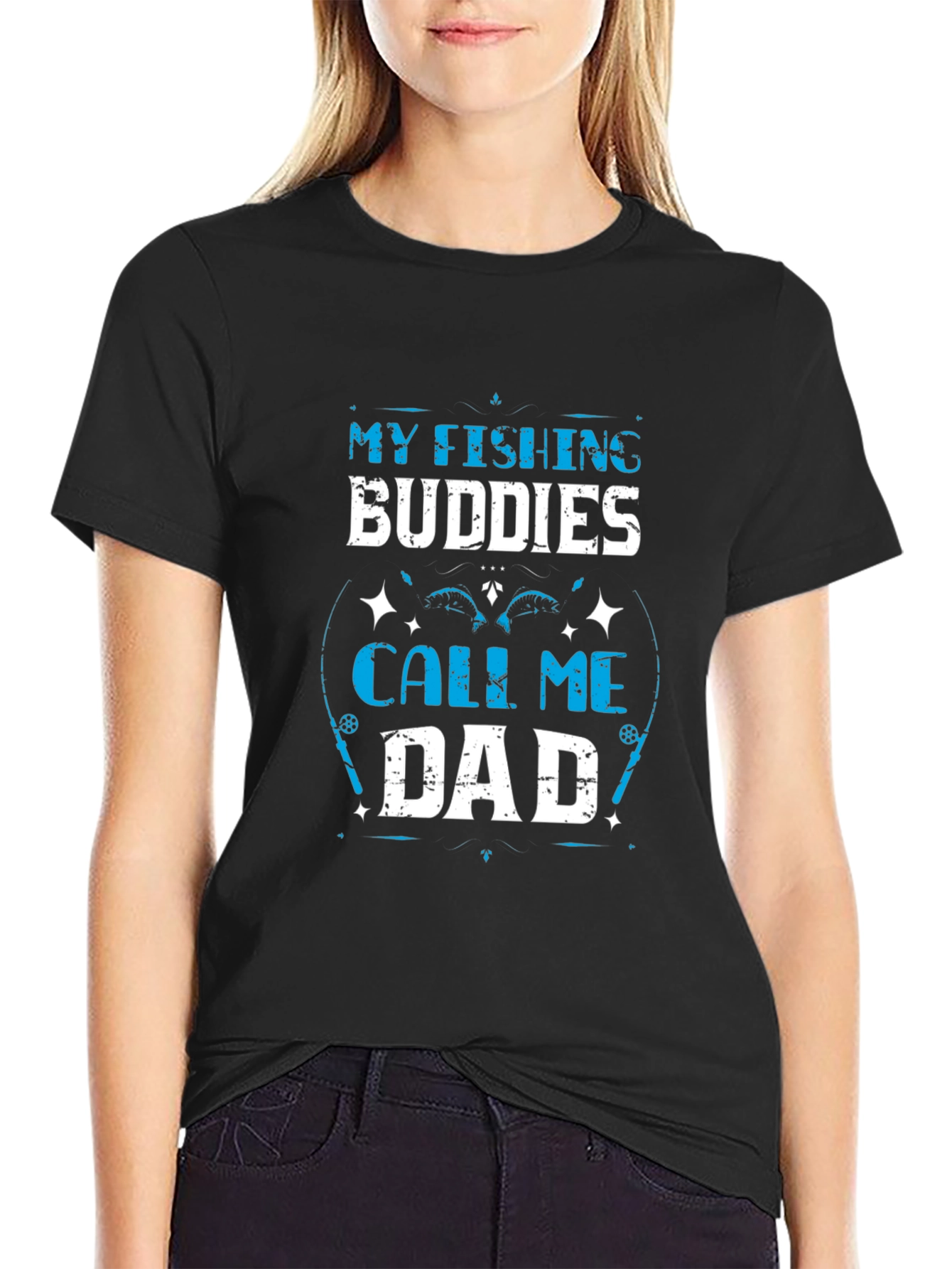 Fishing Buddies Dad T-Shirt - Black Cotton Tee