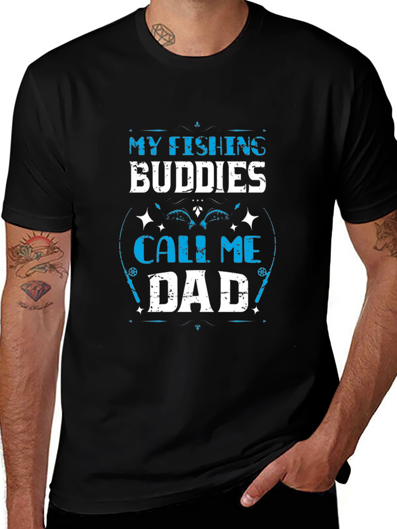 Fishing Buddies Dad T-Shirt - Black Cotton Tee