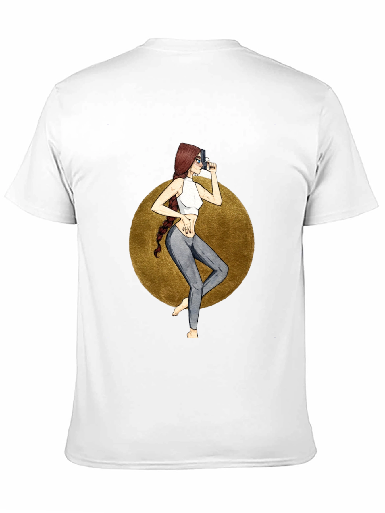 Graphic Tee: Stylish Woman with Gun Design