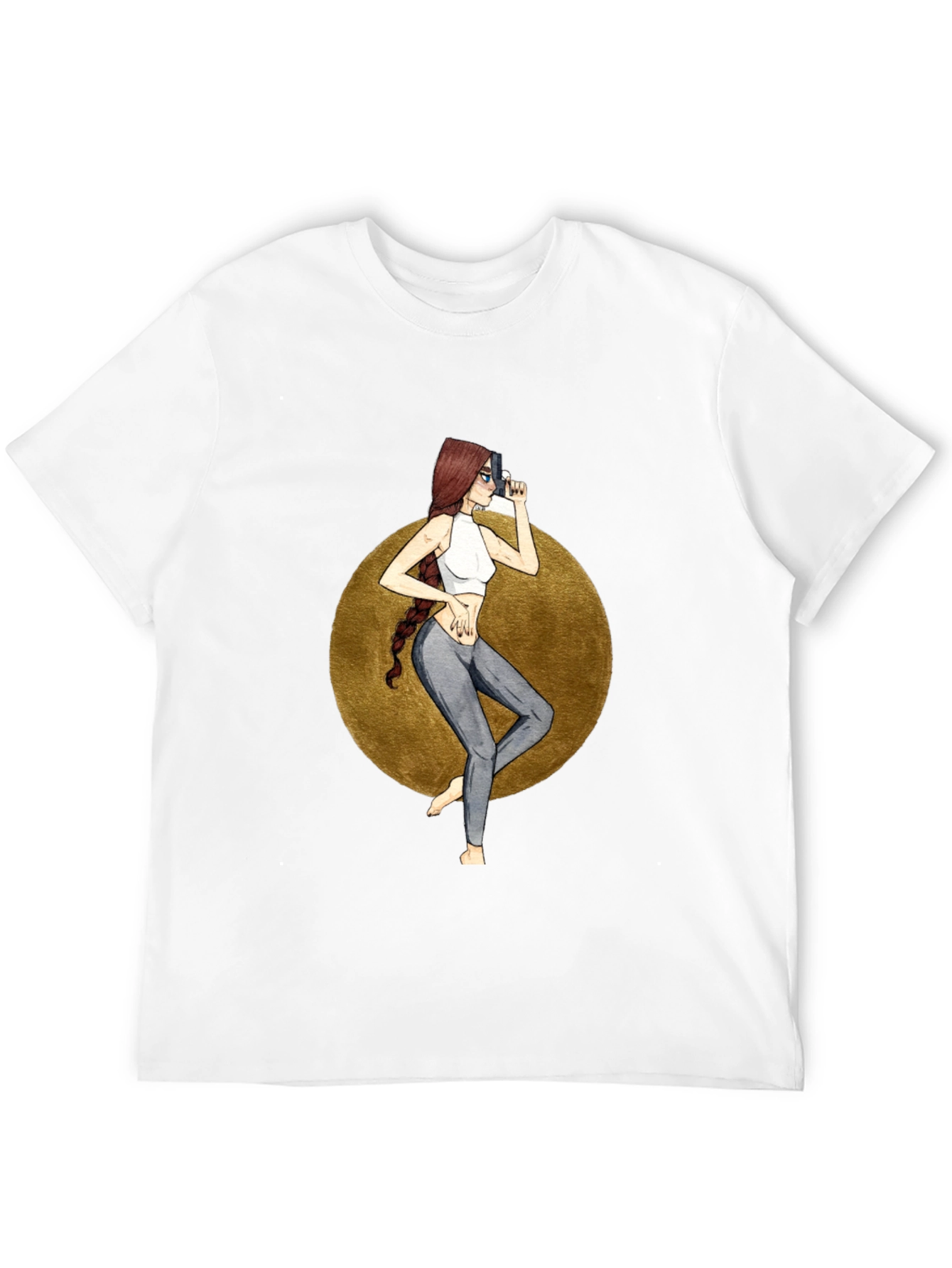 Graphic Tee: Stylish Woman with Gun Design