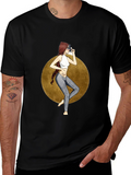 Graphic Tee: Stylish Woman with Gun Design