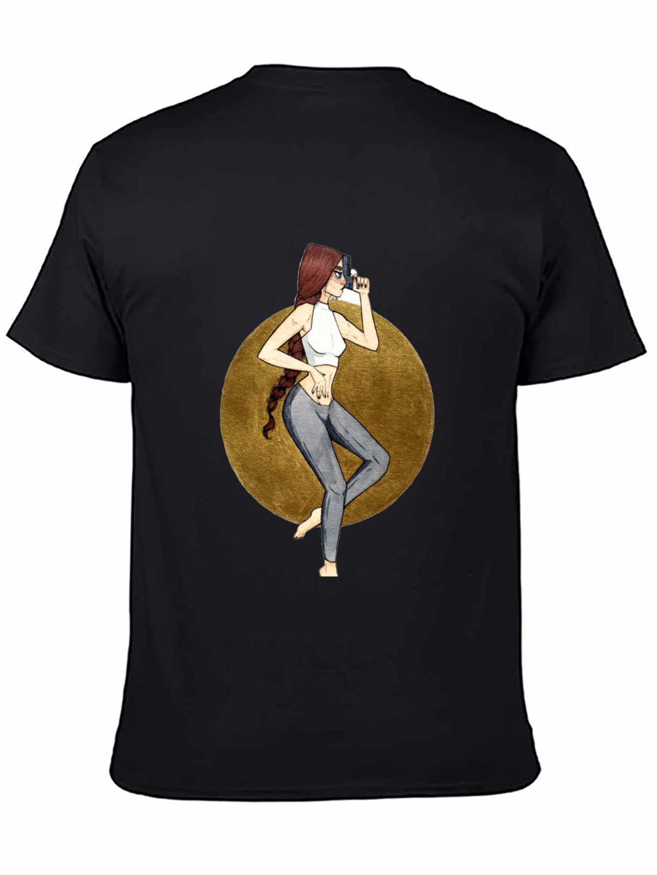 Graphic Tee: Stylish Woman with Gun Design
