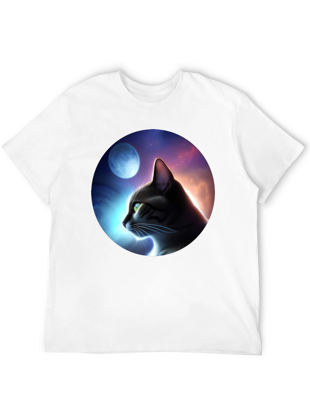 Cat in Moonlit Sky Graphic T-Shirt