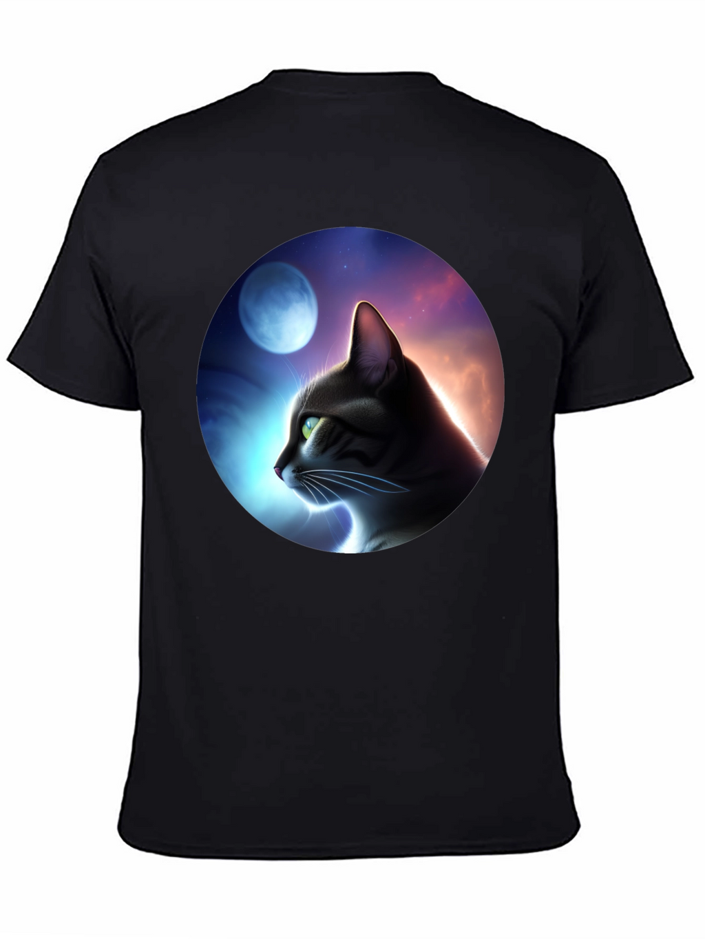 Cat in Moonlit Sky Graphic T-Shirt