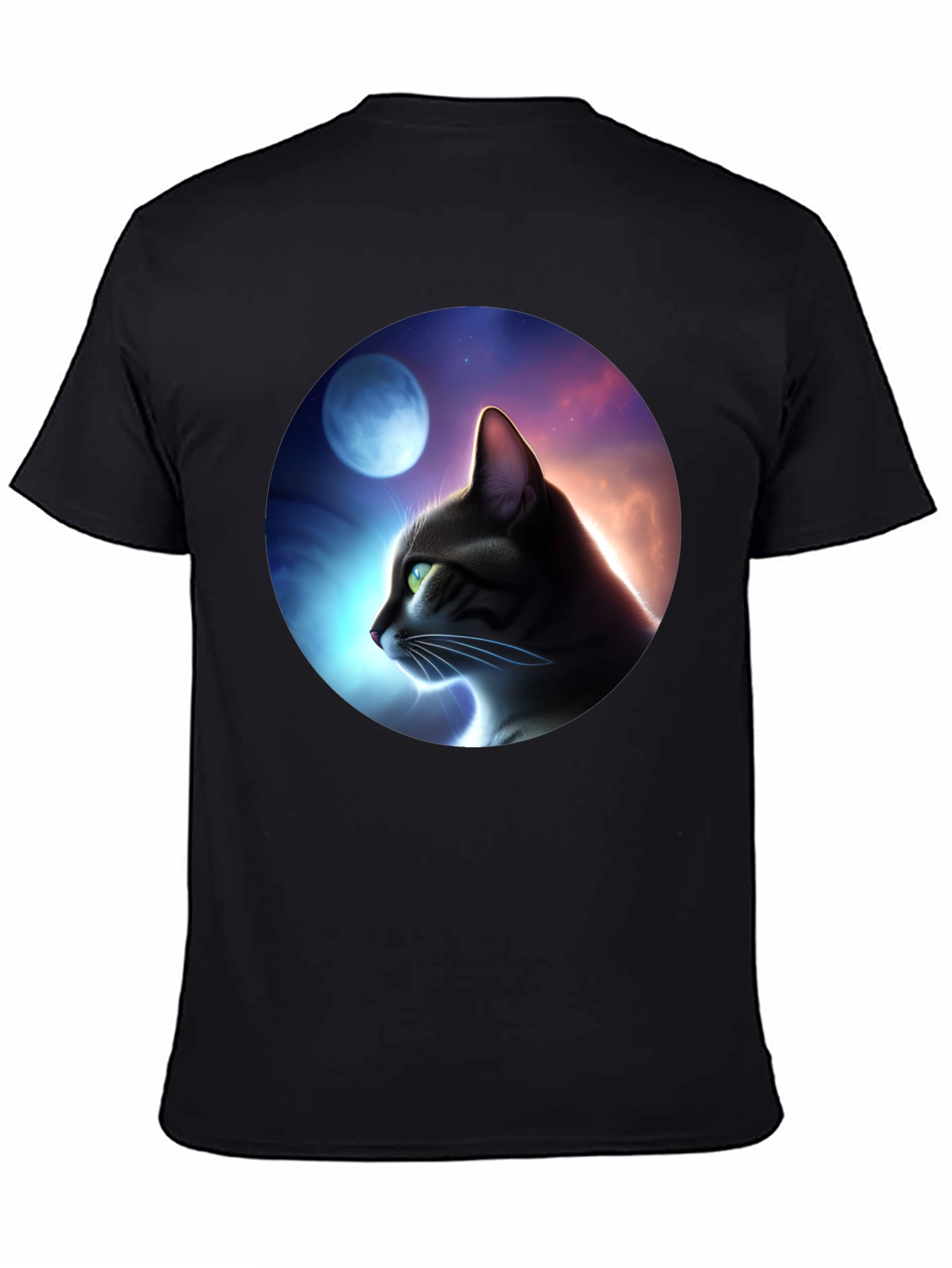 Cat in Moonlit Sky Graphic T-Shirt