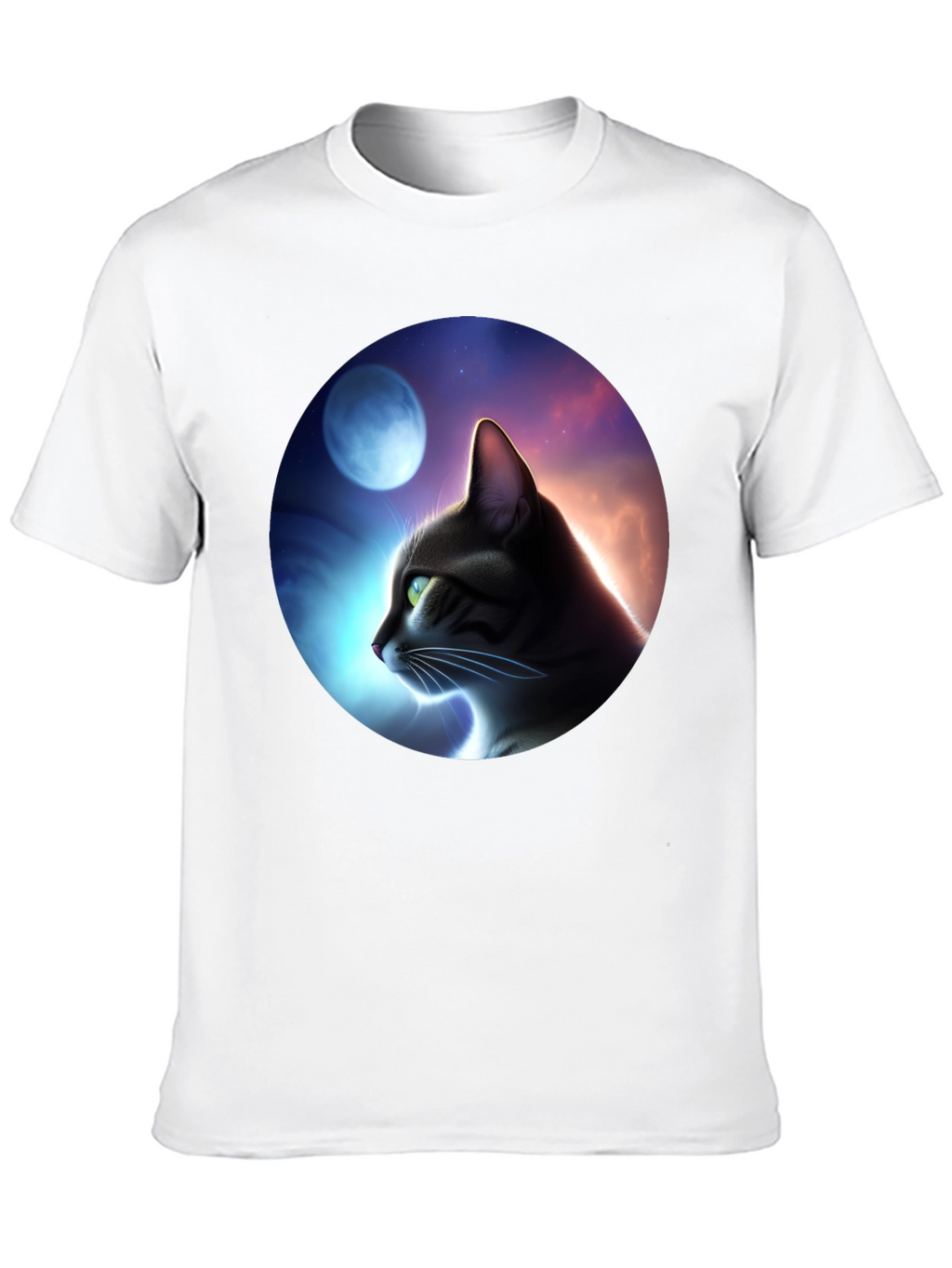 Cat in Moonlit Sky Graphic T-Shirt