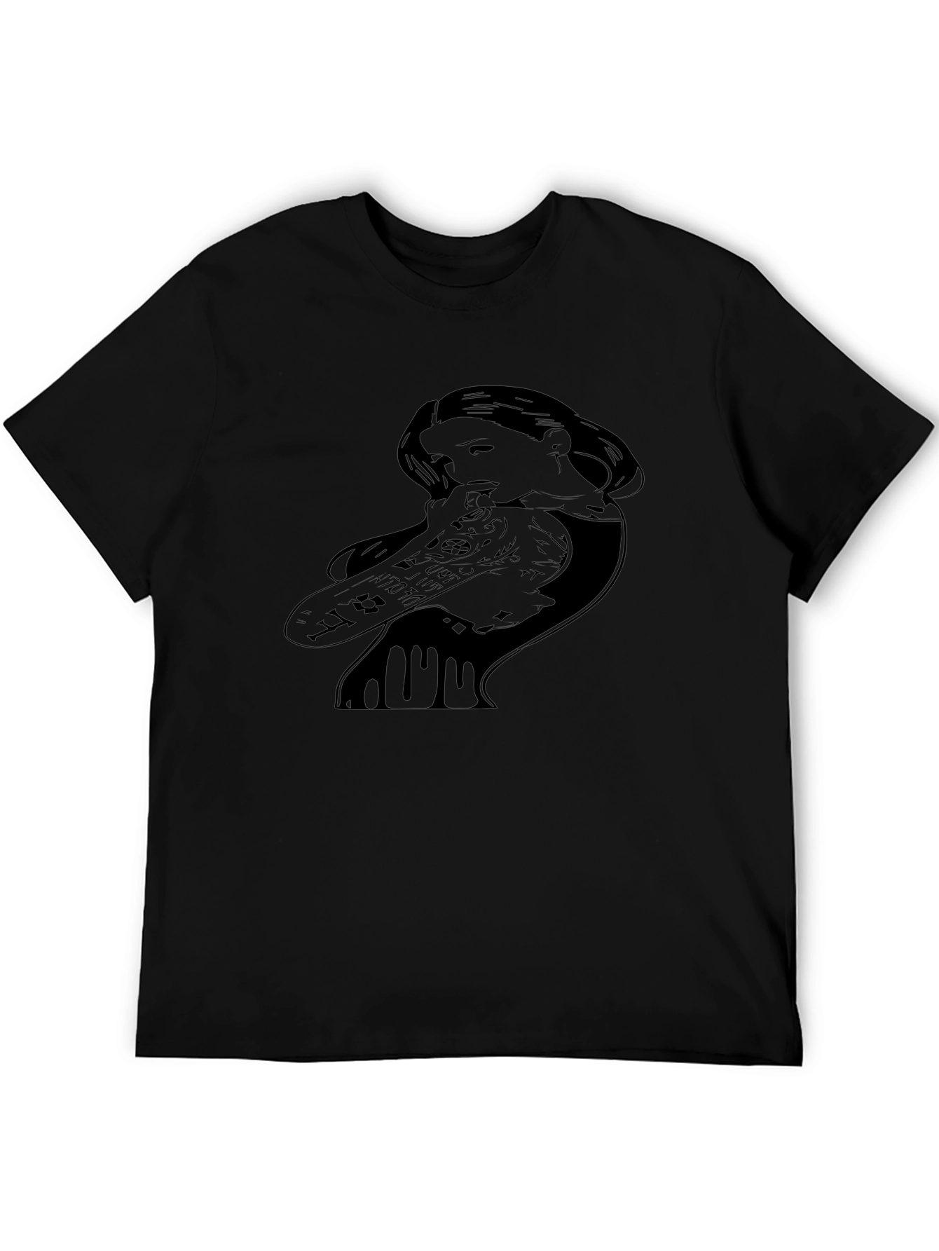 Edgy Tattooed Girl Graphic Print Black T-Shirt