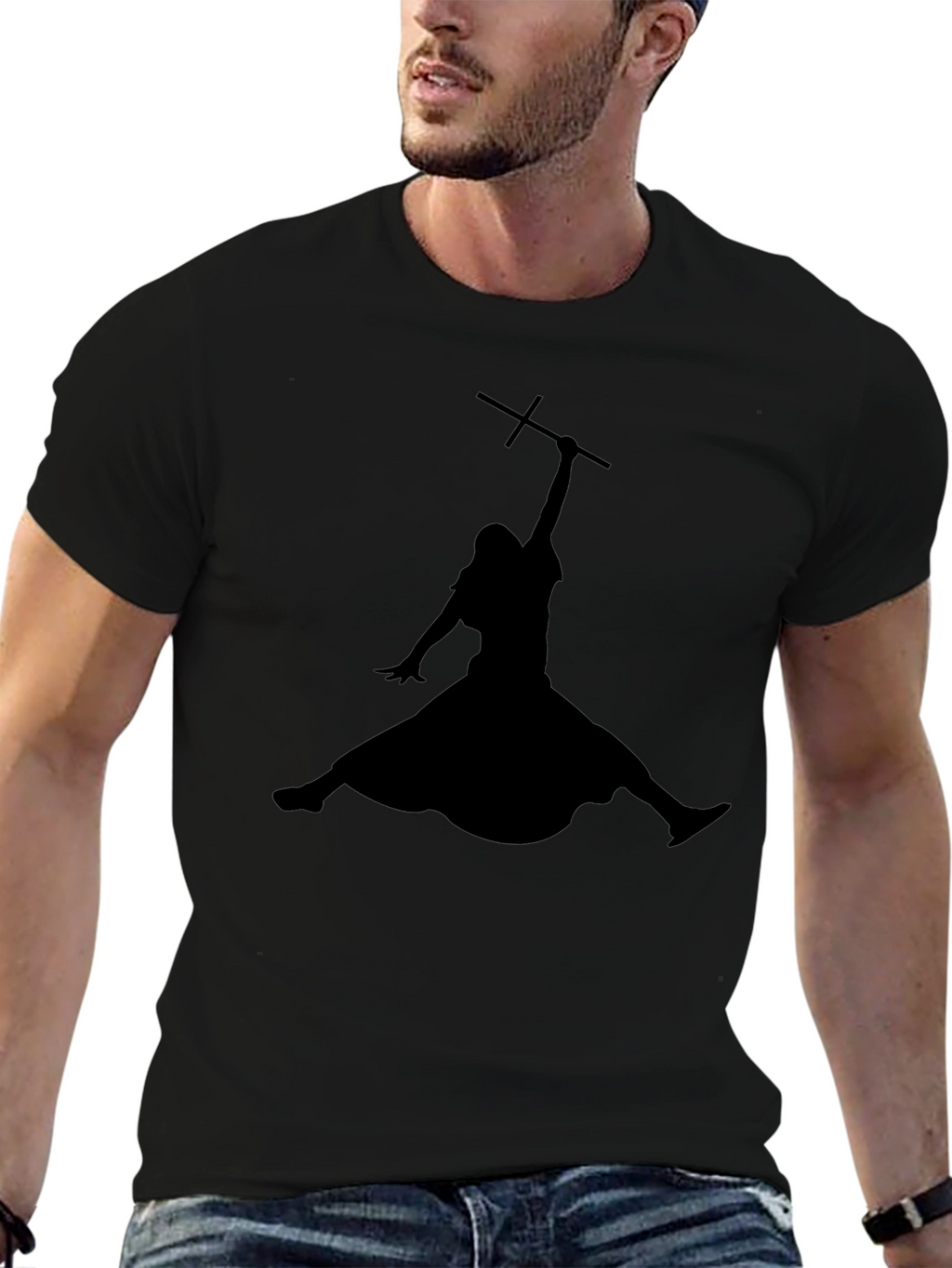 Jesus Jumpman Black T-Shirt - Religious Parody Tee