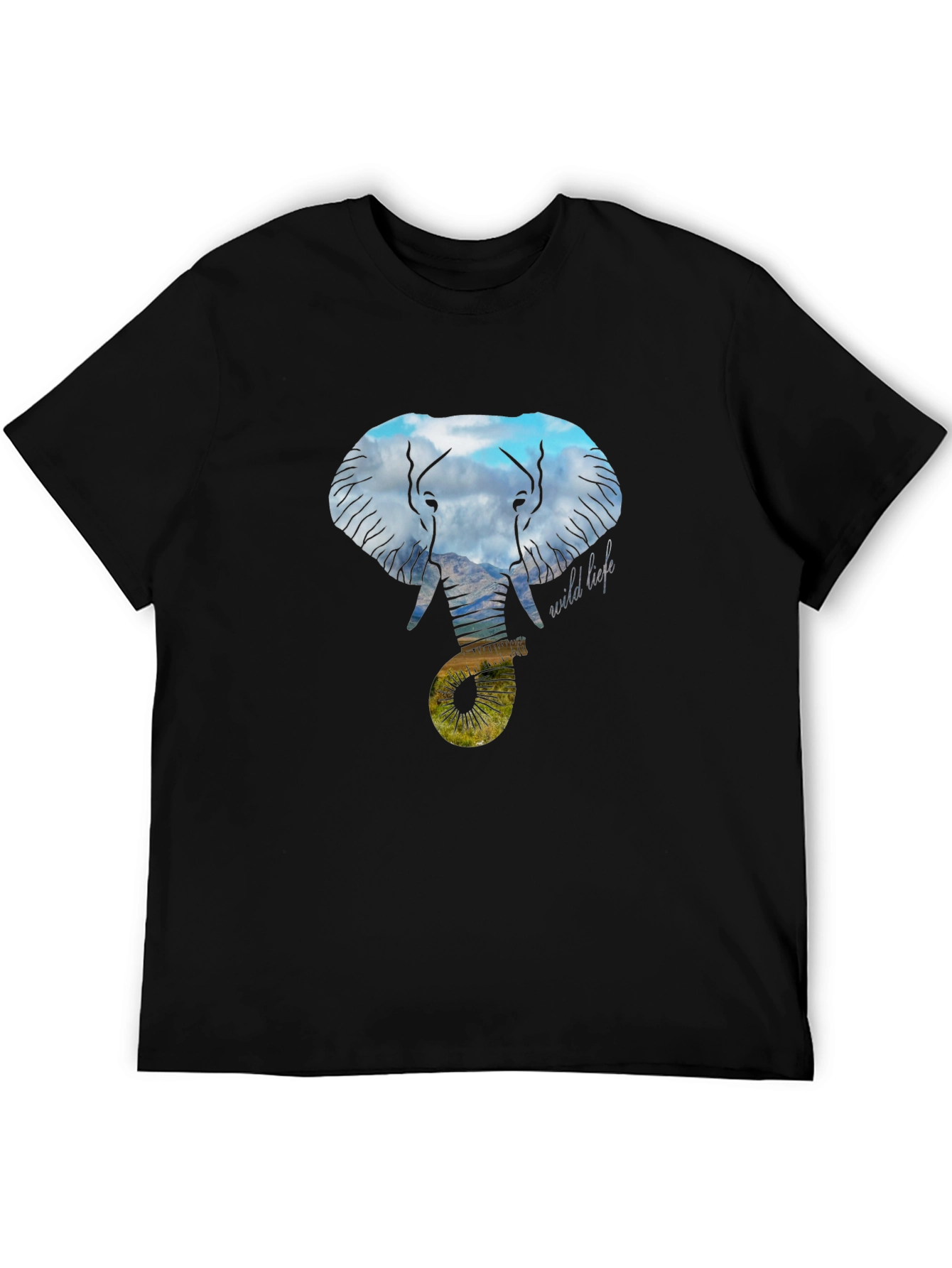 Wildlife Elephant Graphic Tee - Black