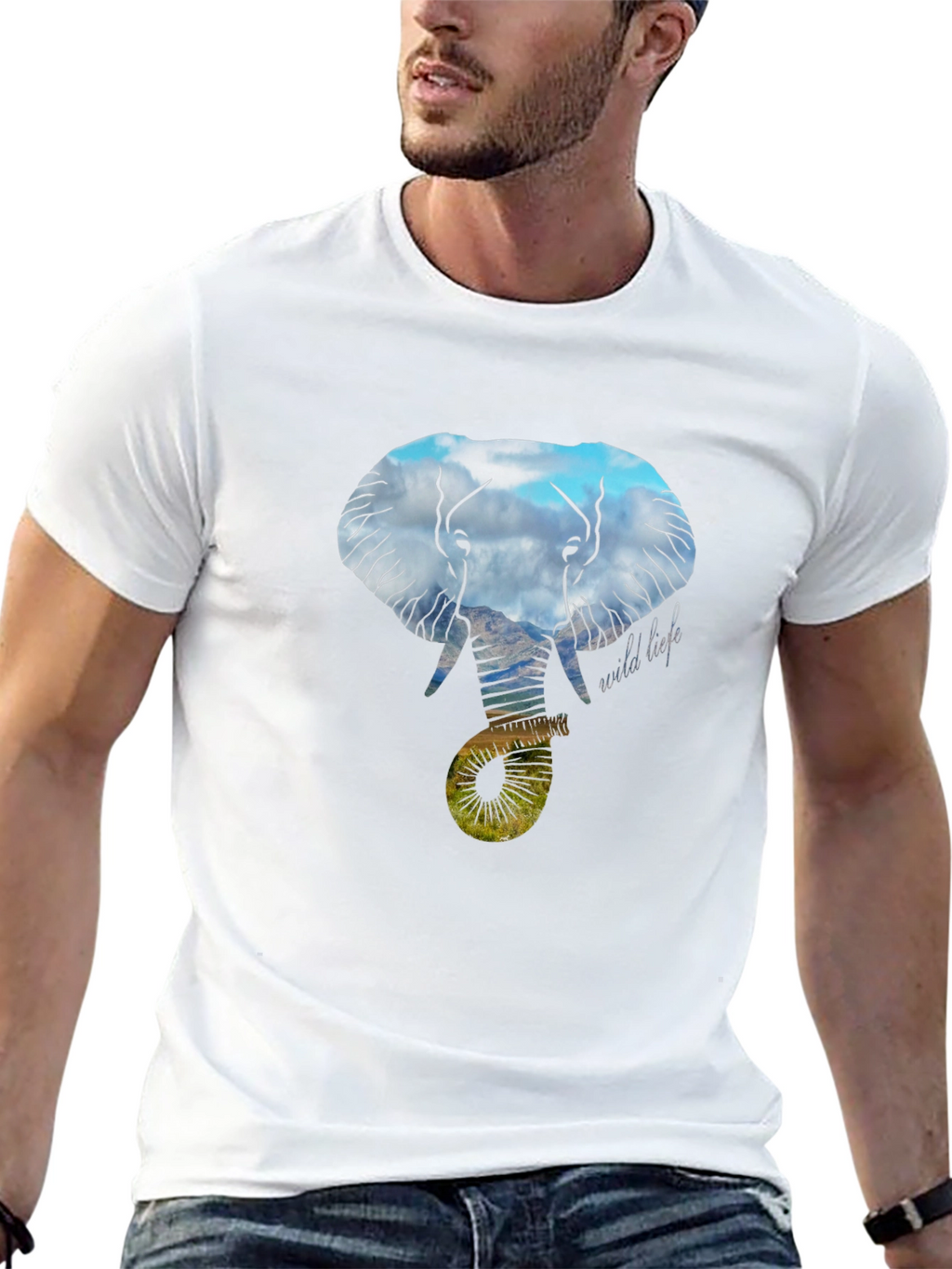 Wildlife Elephant Graphic Tee - Black
