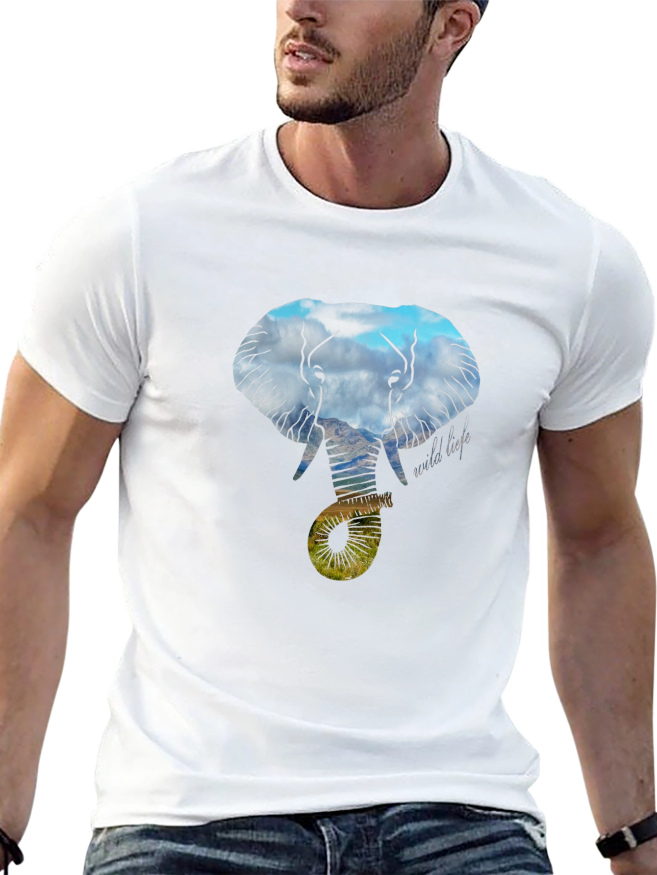 Wildlife Elephant Graphic Tee - Black