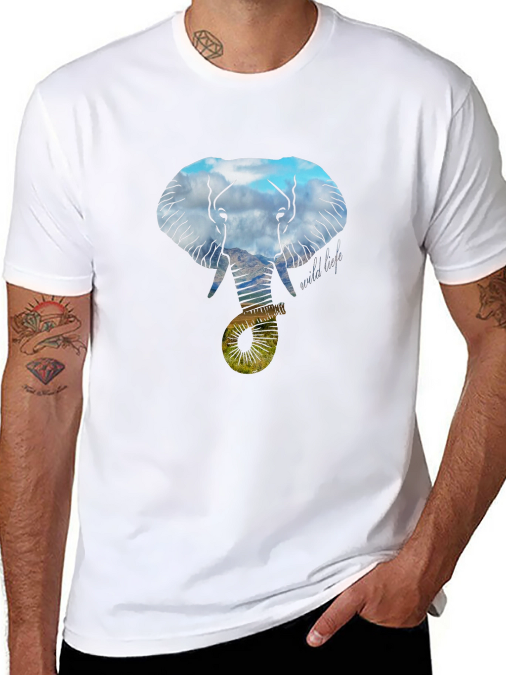 Wildlife Elephant Graphic Tee - Black