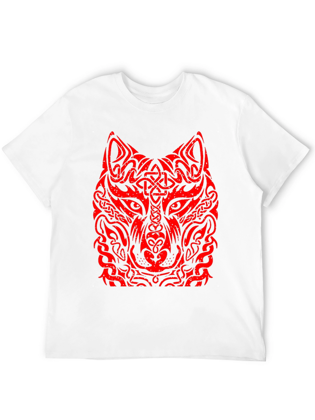 Red Tribal Wolf Graphic Black T-Shirt