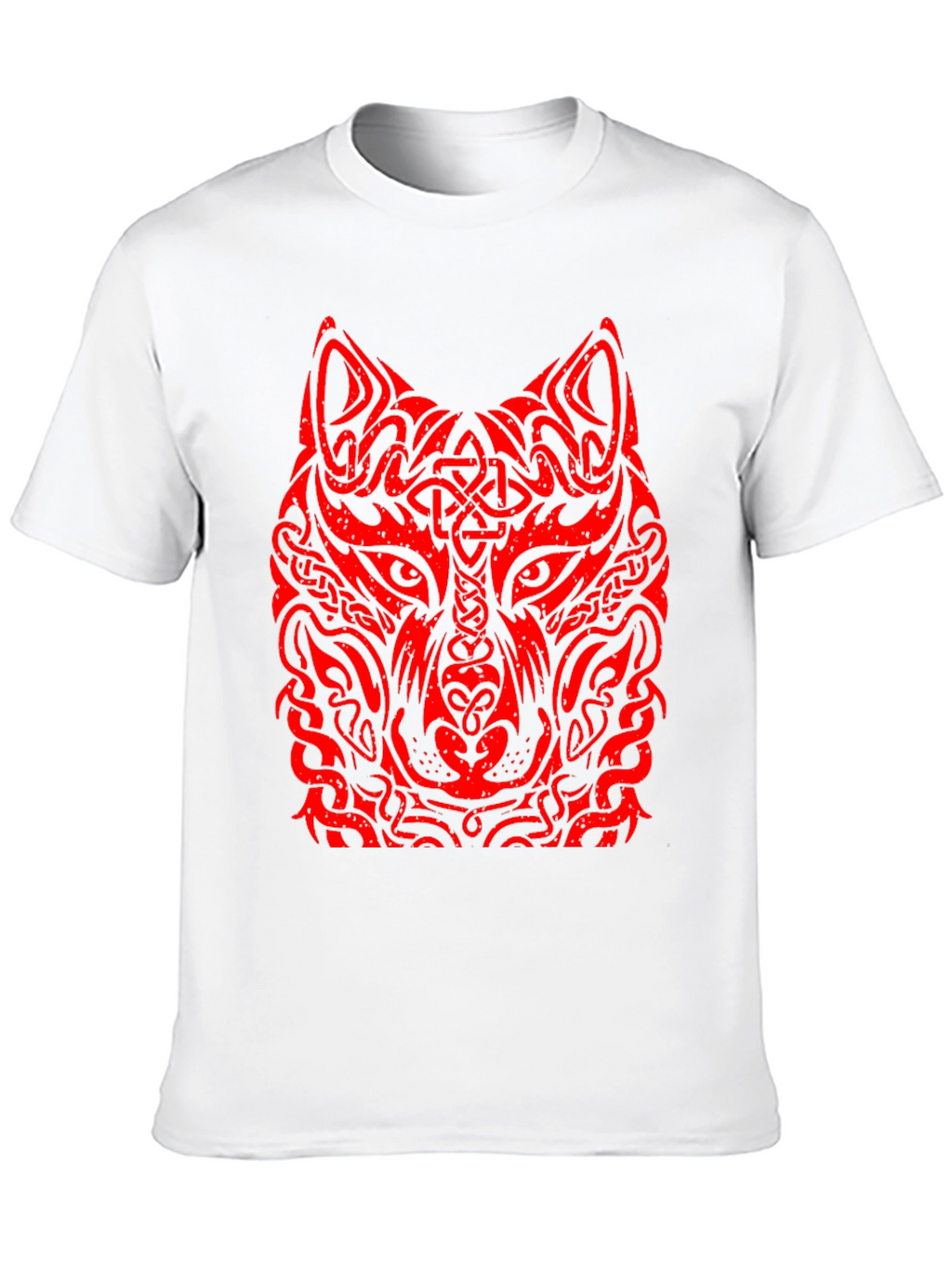 Red Tribal Wolf Graphic Black T-Shirt