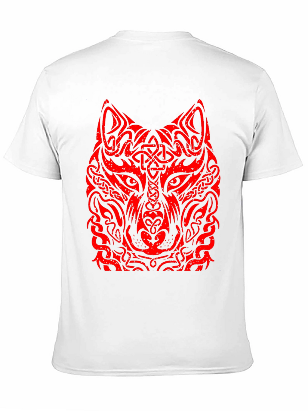 Red Tribal Wolf Graphic Black T-Shirt