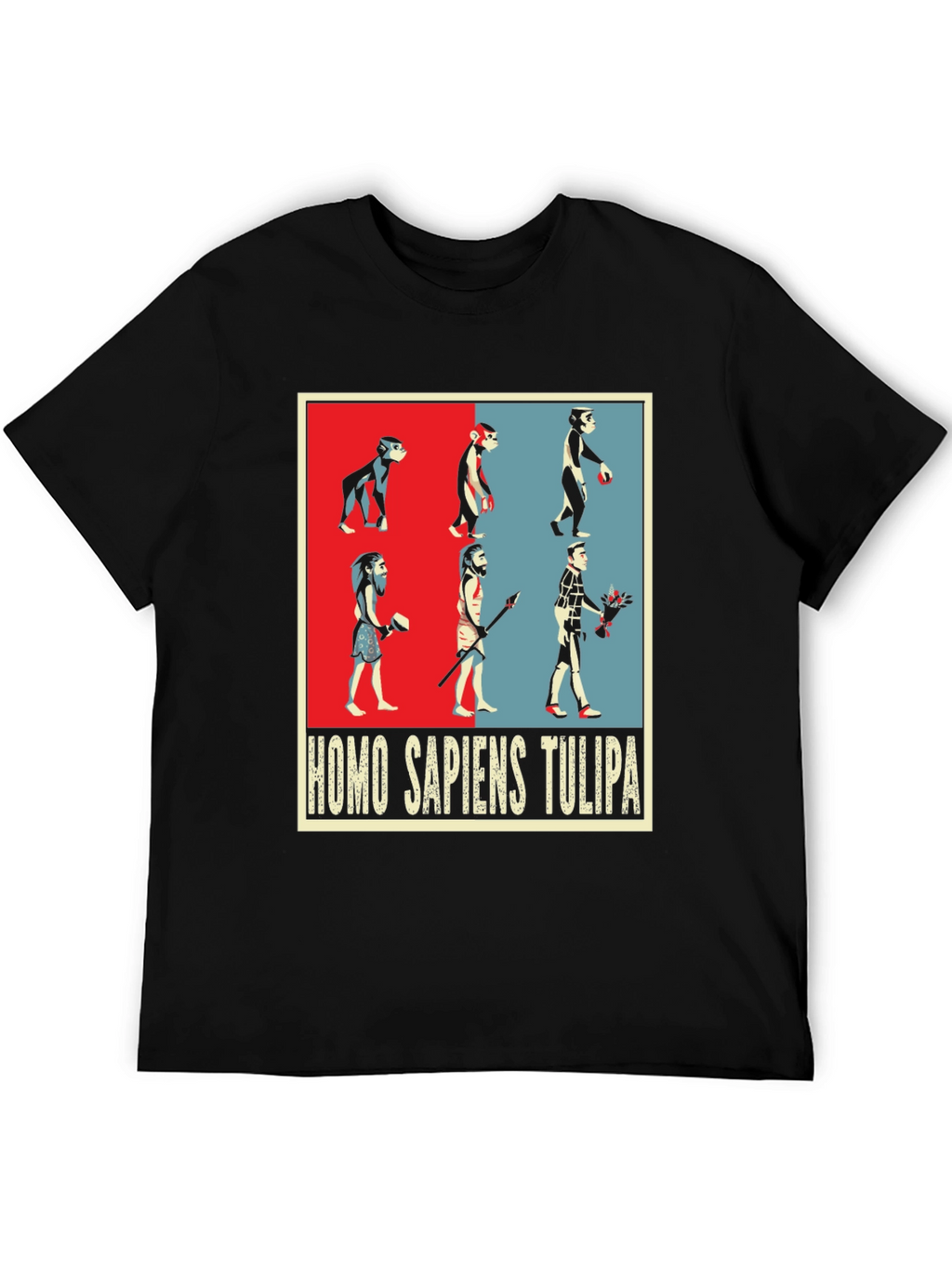 Evolution Humor Tee - Homo Sapiens Tulipa Design