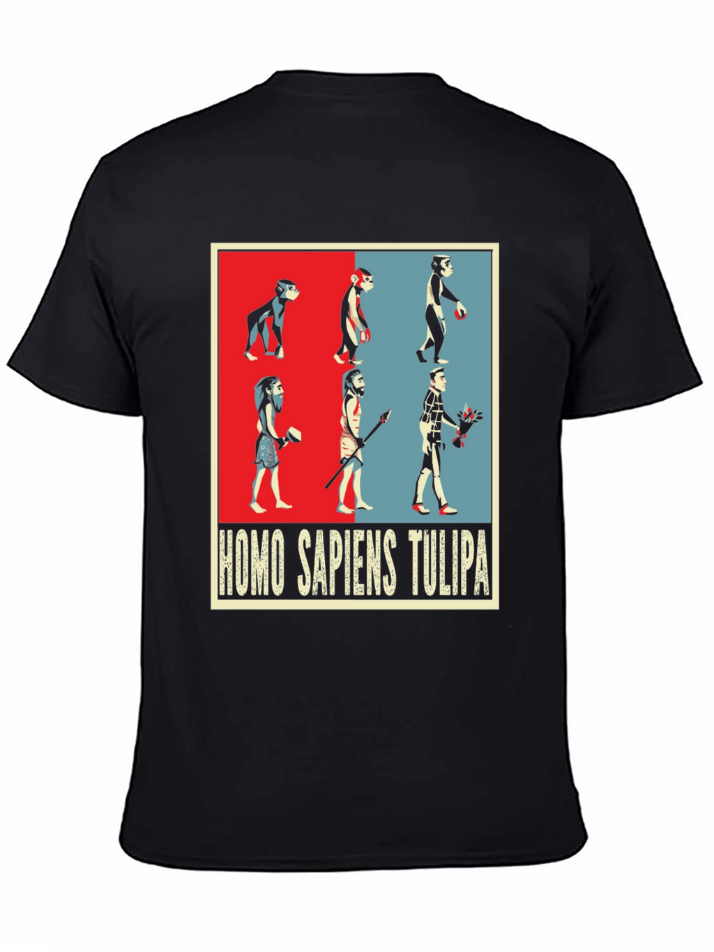Evolution Humor Tee - Homo Sapiens Tulipa Design