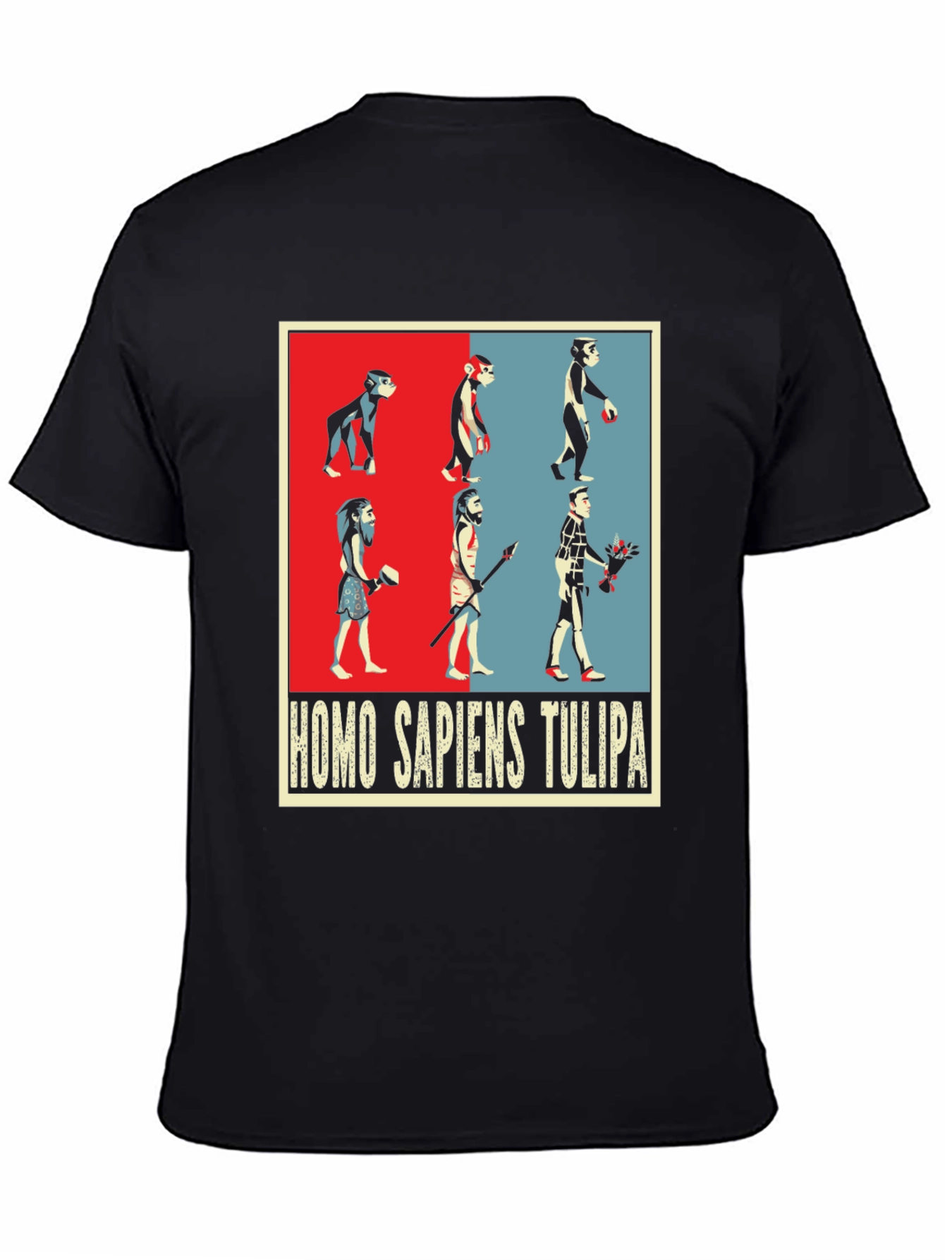 Evolution Humor Tee - Homo Sapiens Tulipa Design
