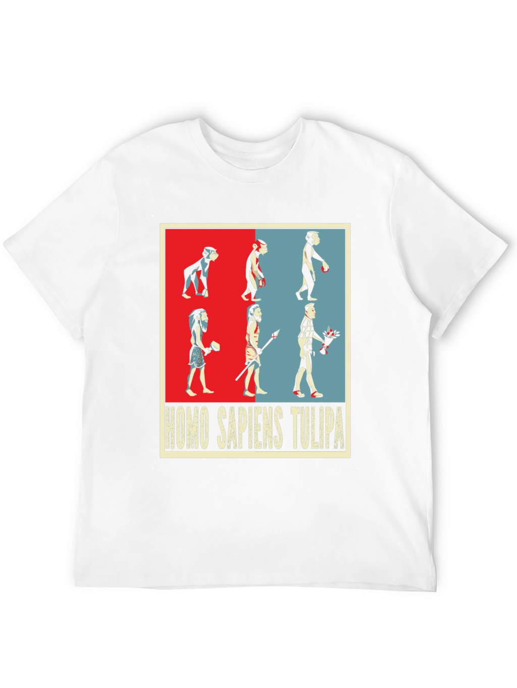 Evolution Humor Tee - Homo Sapiens Tulipa Design