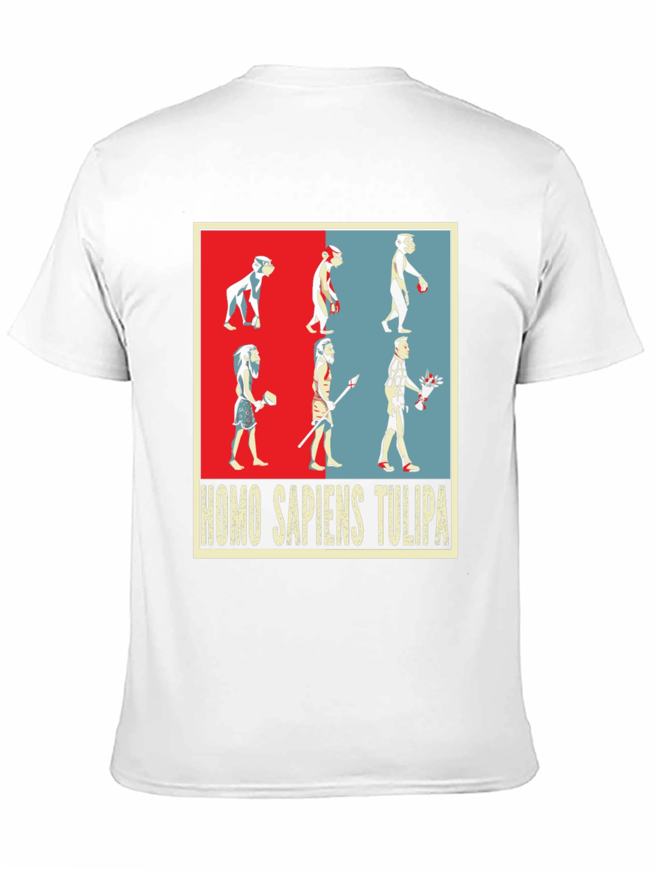 Evolution Humor Tee - Homo Sapiens Tulipa Design