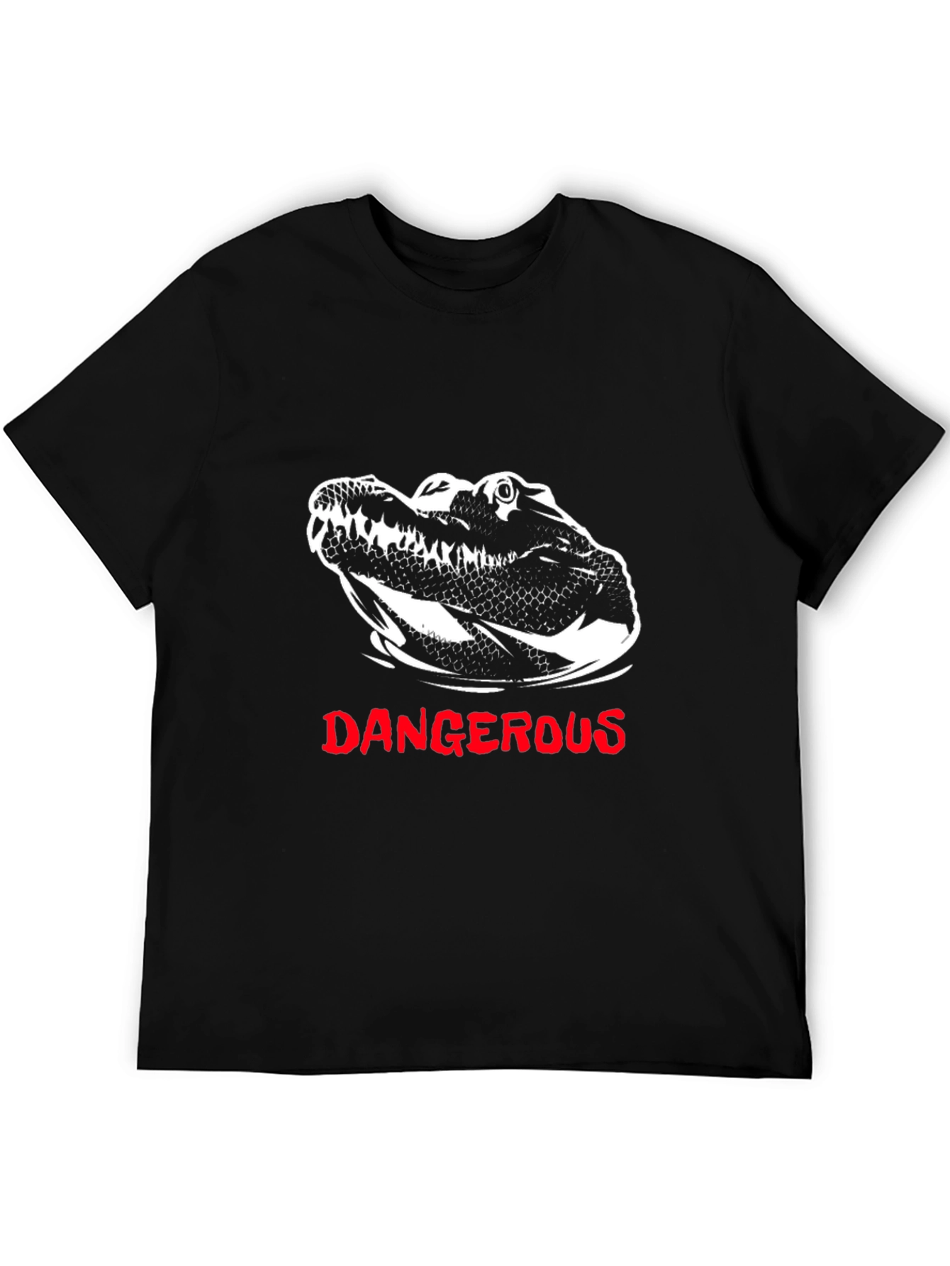 Dangerous Alligator Graphic Tee - Black Cotton T-Shirt