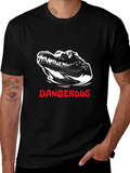 Dangerous Alligator Graphic Tee - Black Cotton T-Shirt