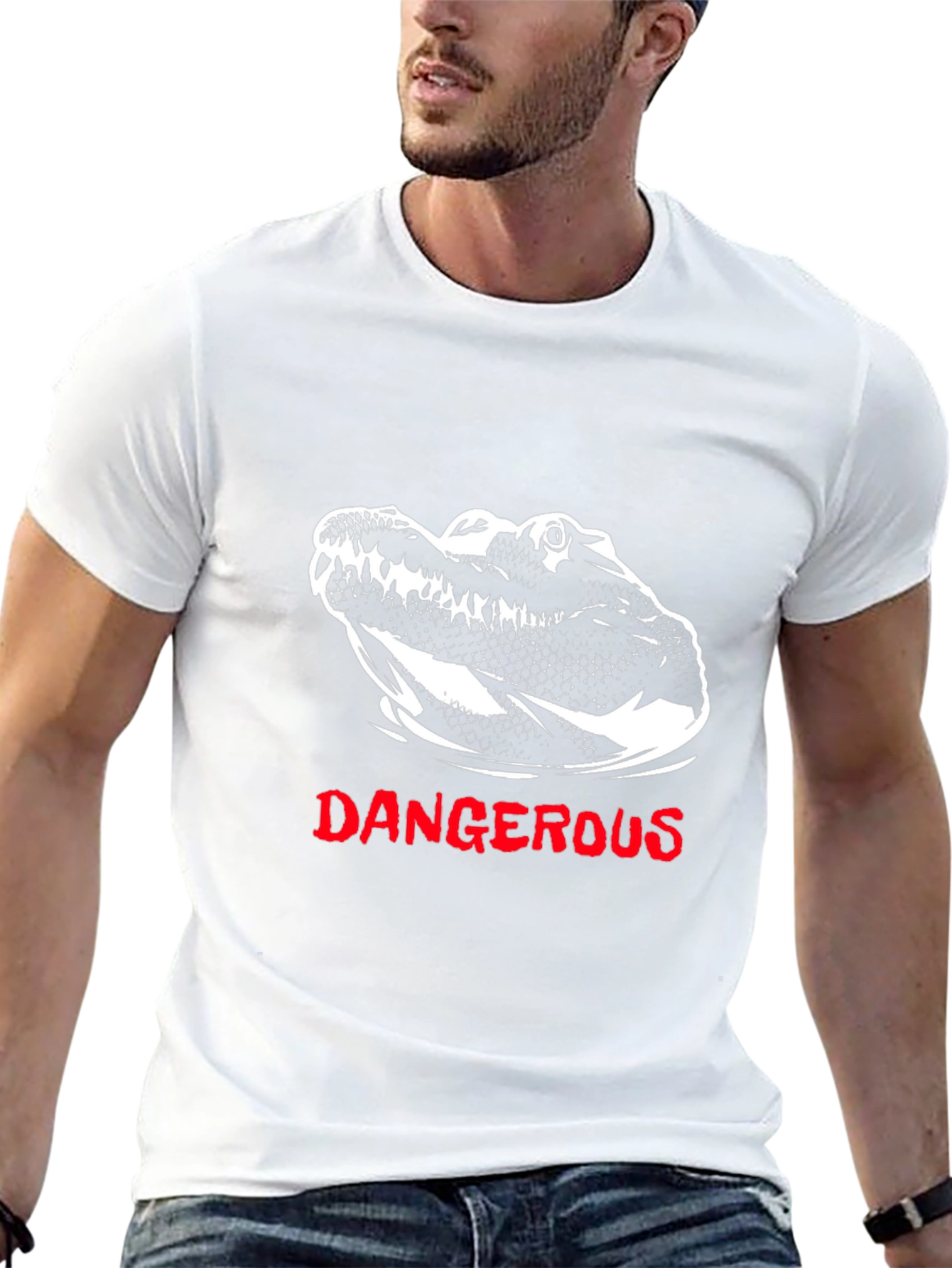 Dangerous Alligator Graphic Tee - Black Cotton T-Shirt