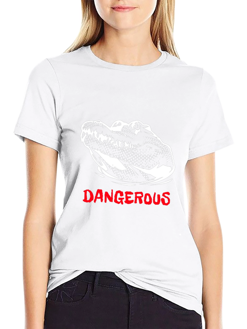 Dangerous Alligator Graphic Tee - Black Cotton T-Shirt