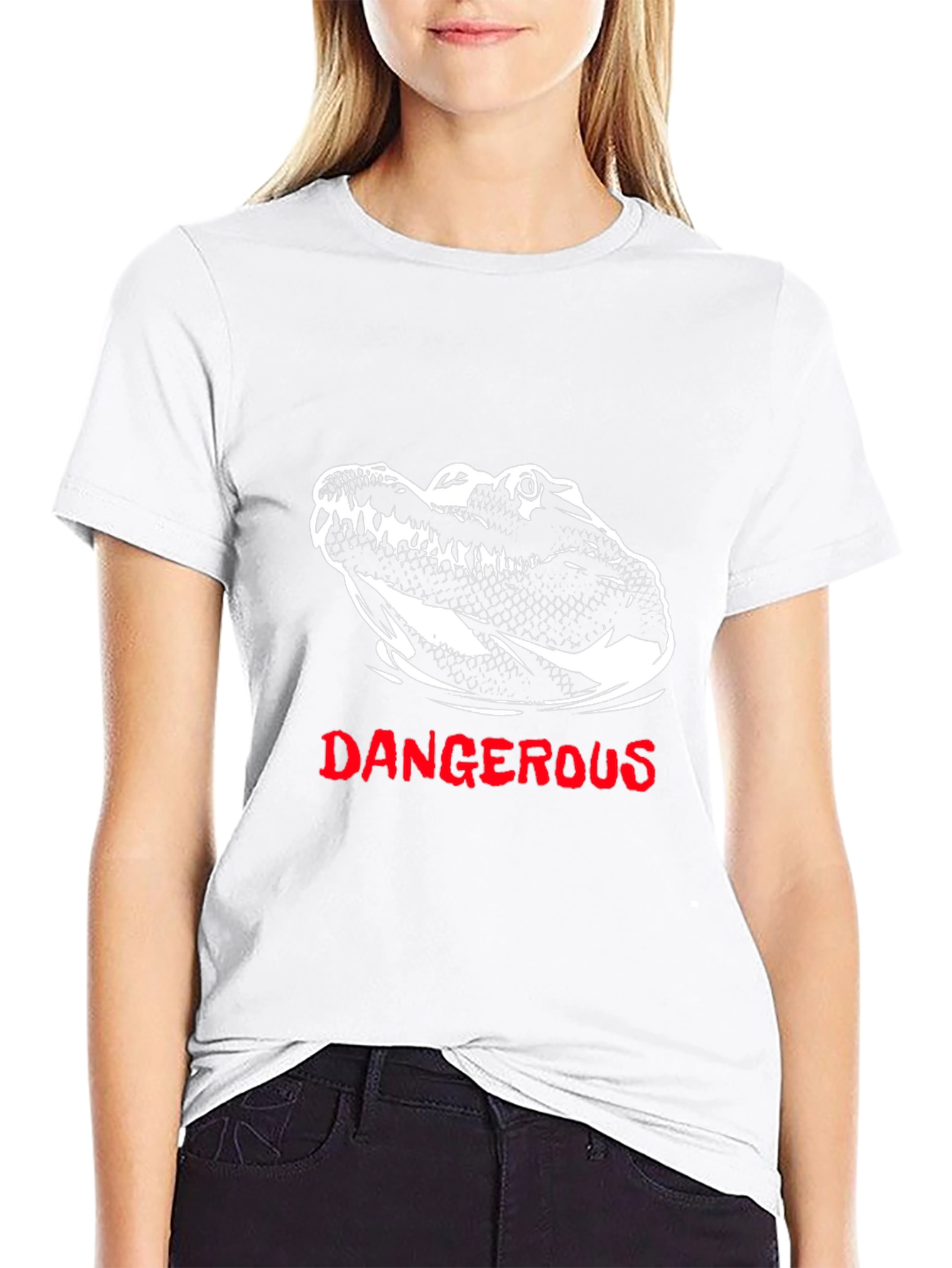 Dangerous Alligator Graphic Tee - Black Cotton T-Shirt