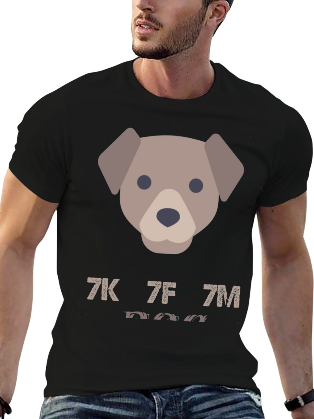 Dog Emoji Graphic Tee - Mens Casual Black T-Shirt