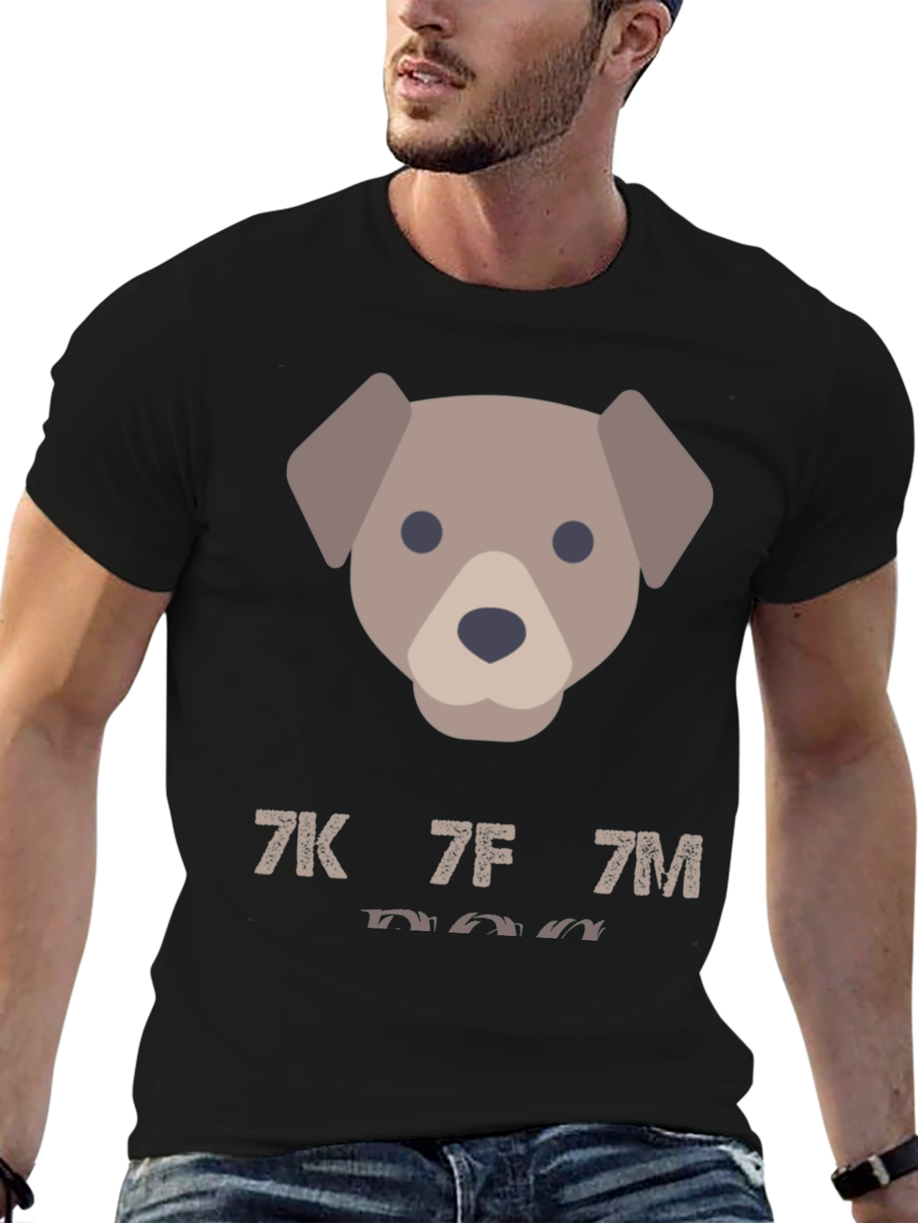 Dog Emoji Graphic Tee - Mens Casual Black T-Shirt