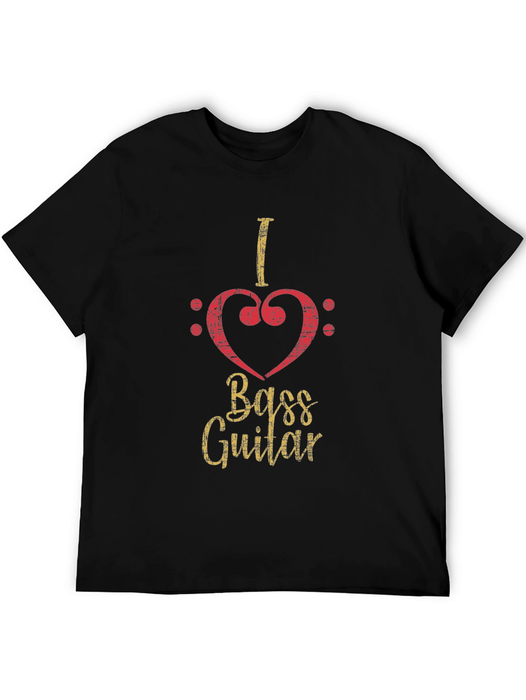 I Love Bass Guitar Black T-Shirt
