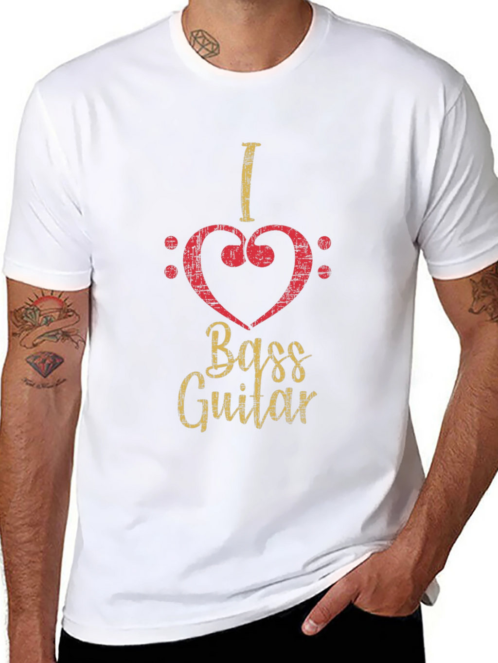 I Love Bass Guitar Black T-Shirt