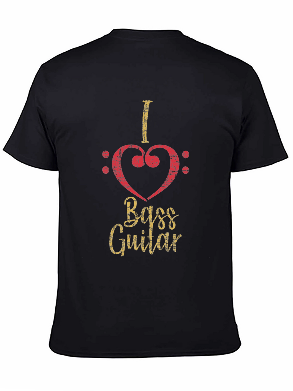 I Love Bass Guitar Black T-Shirt