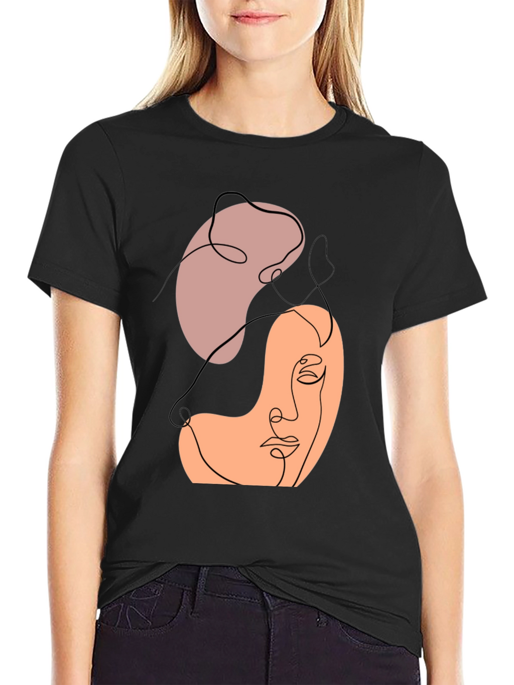 Abstract Face Line Art Graphic Tee