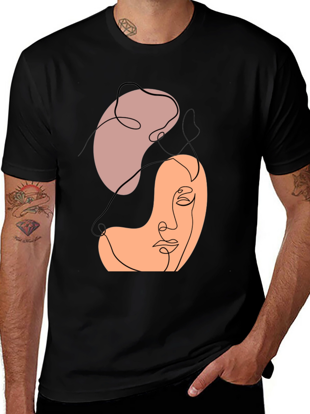 Abstract Face Line Art Graphic Tee