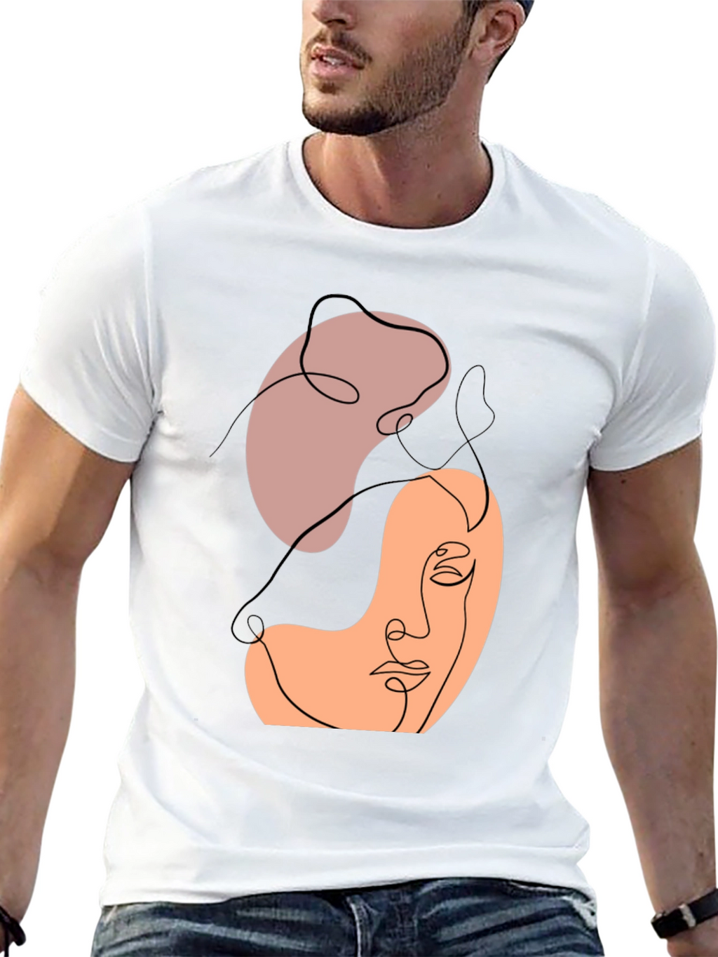 Abstract Face Line Art Graphic Tee