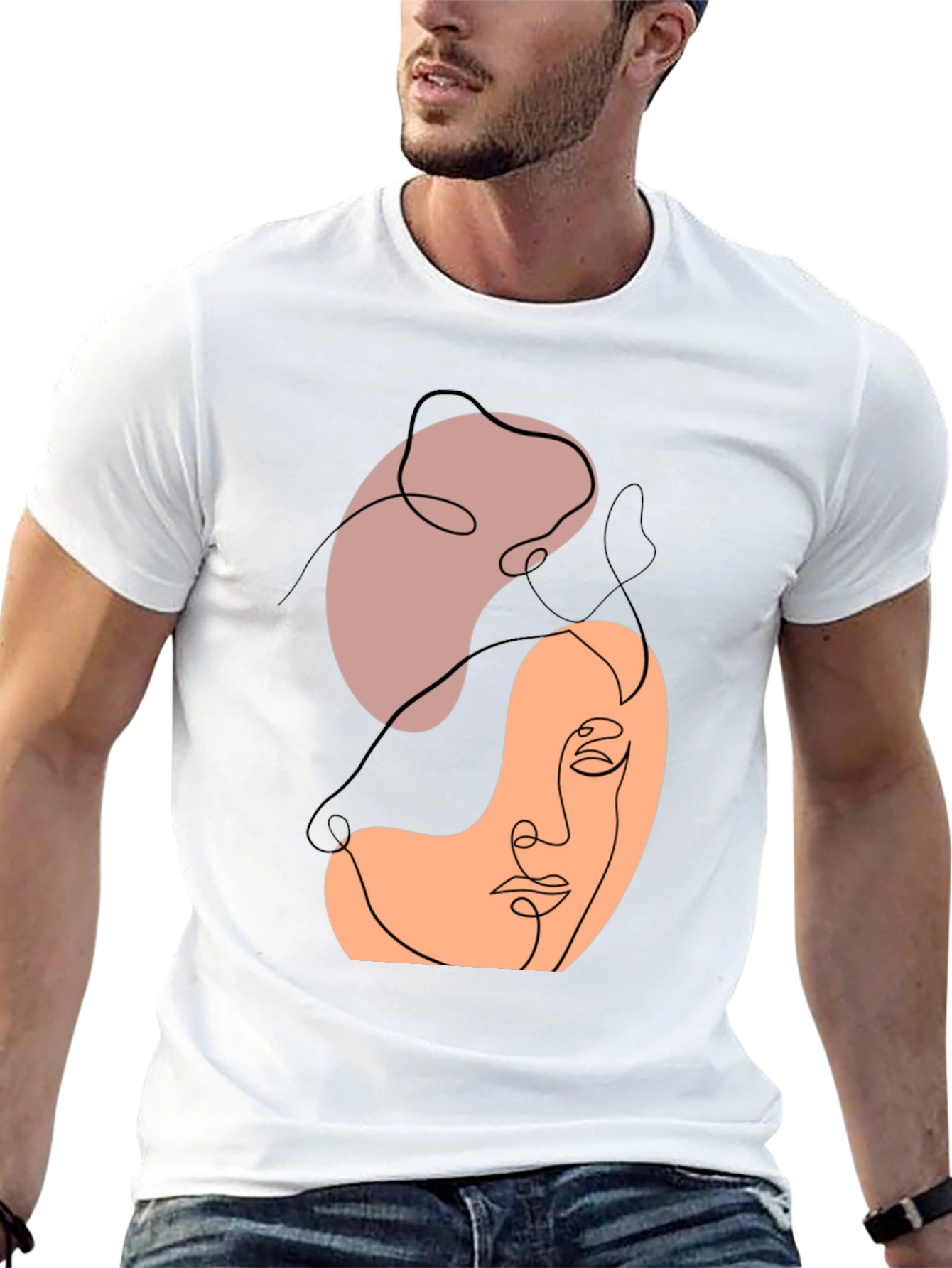 Abstract Face Line Art Graphic Tee