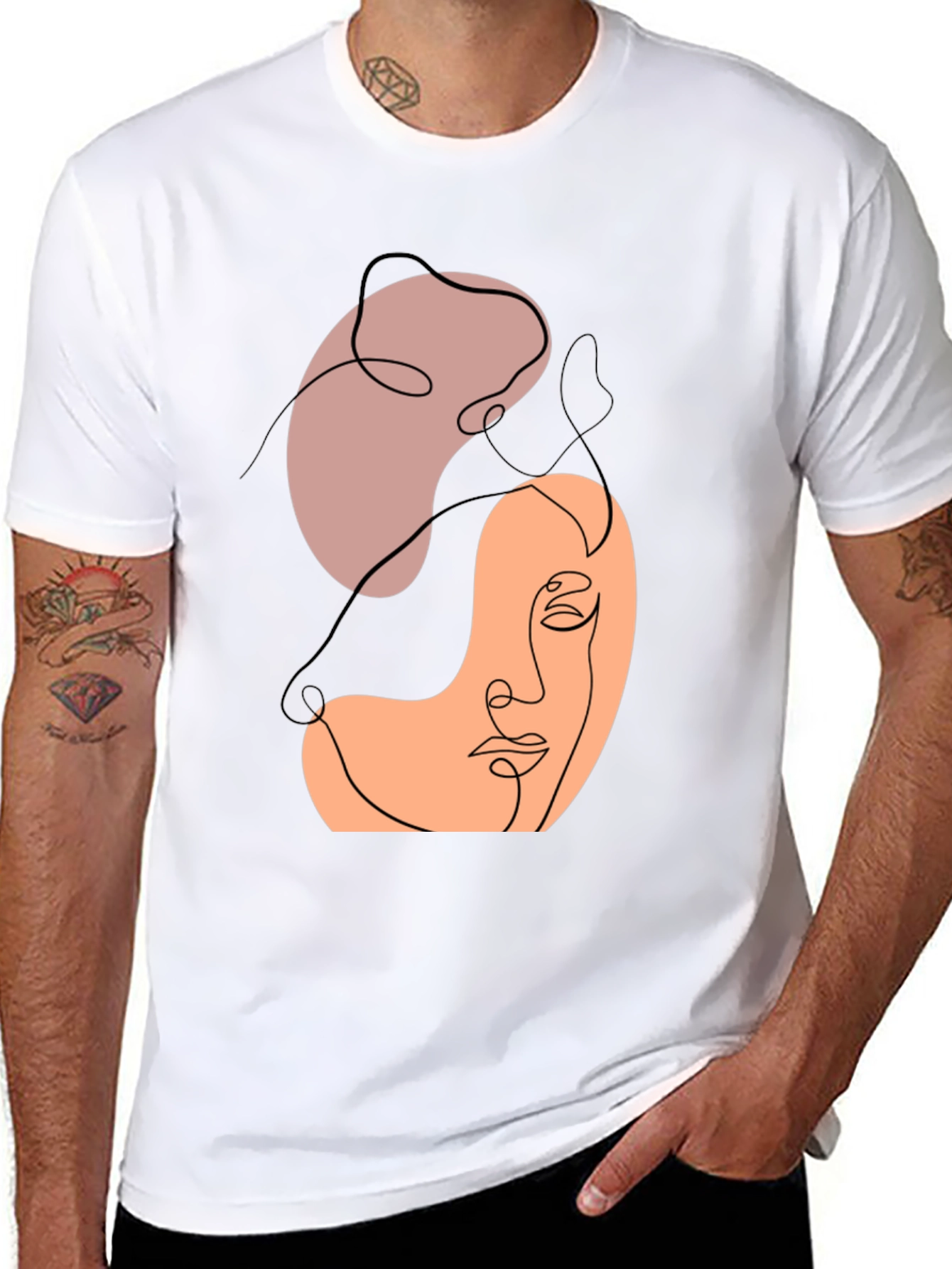 Abstract Face Line Art Graphic Tee