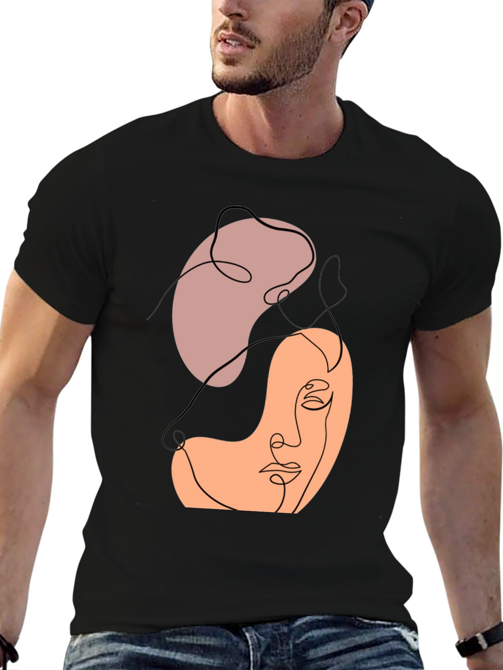 Abstract Face Line Art Graphic Tee