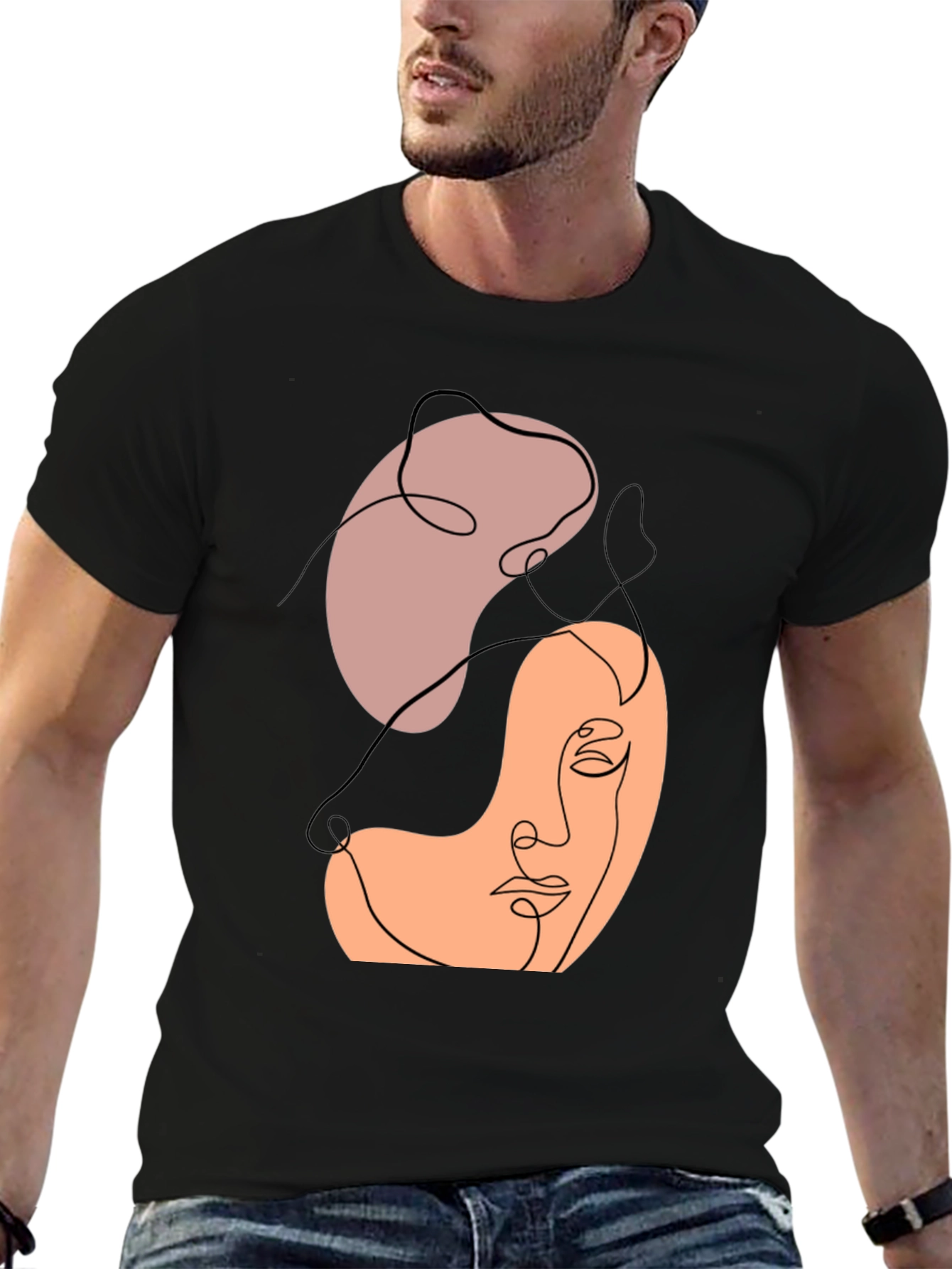 Abstract Face Line Art Graphic Tee